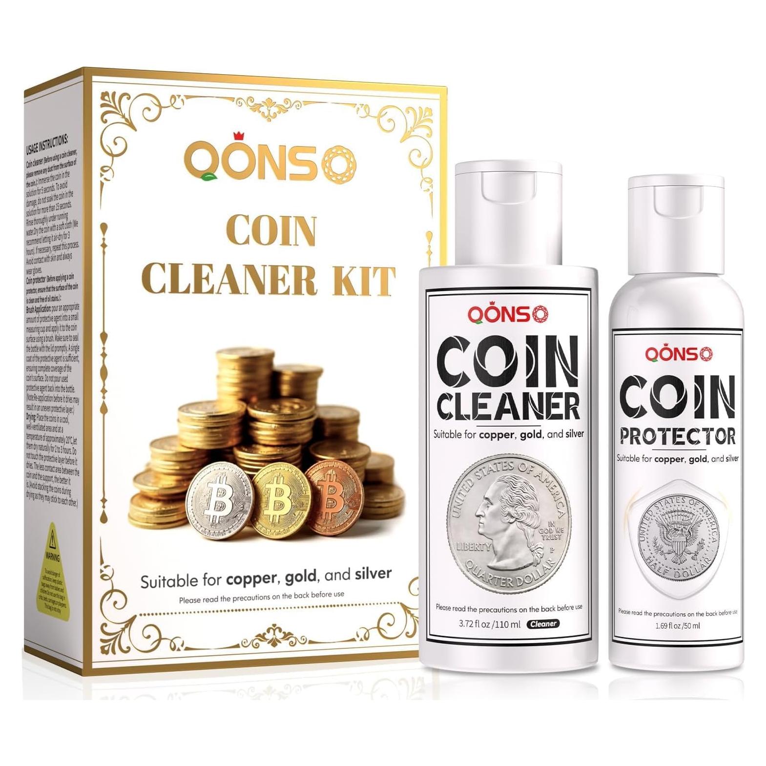 Kit Limpiador y Protector de Monedas QONS 118ml 2PK