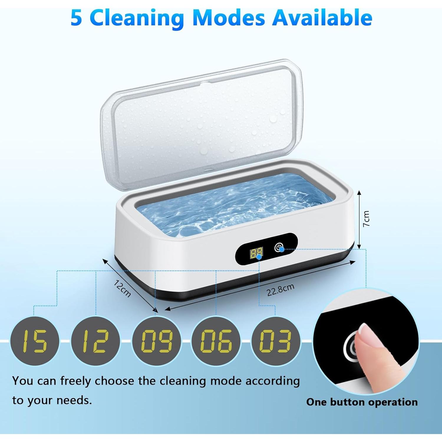 Limpiador Ultrasónico Shantou 650ml 50kHz 5 Modos Blanco y Negro