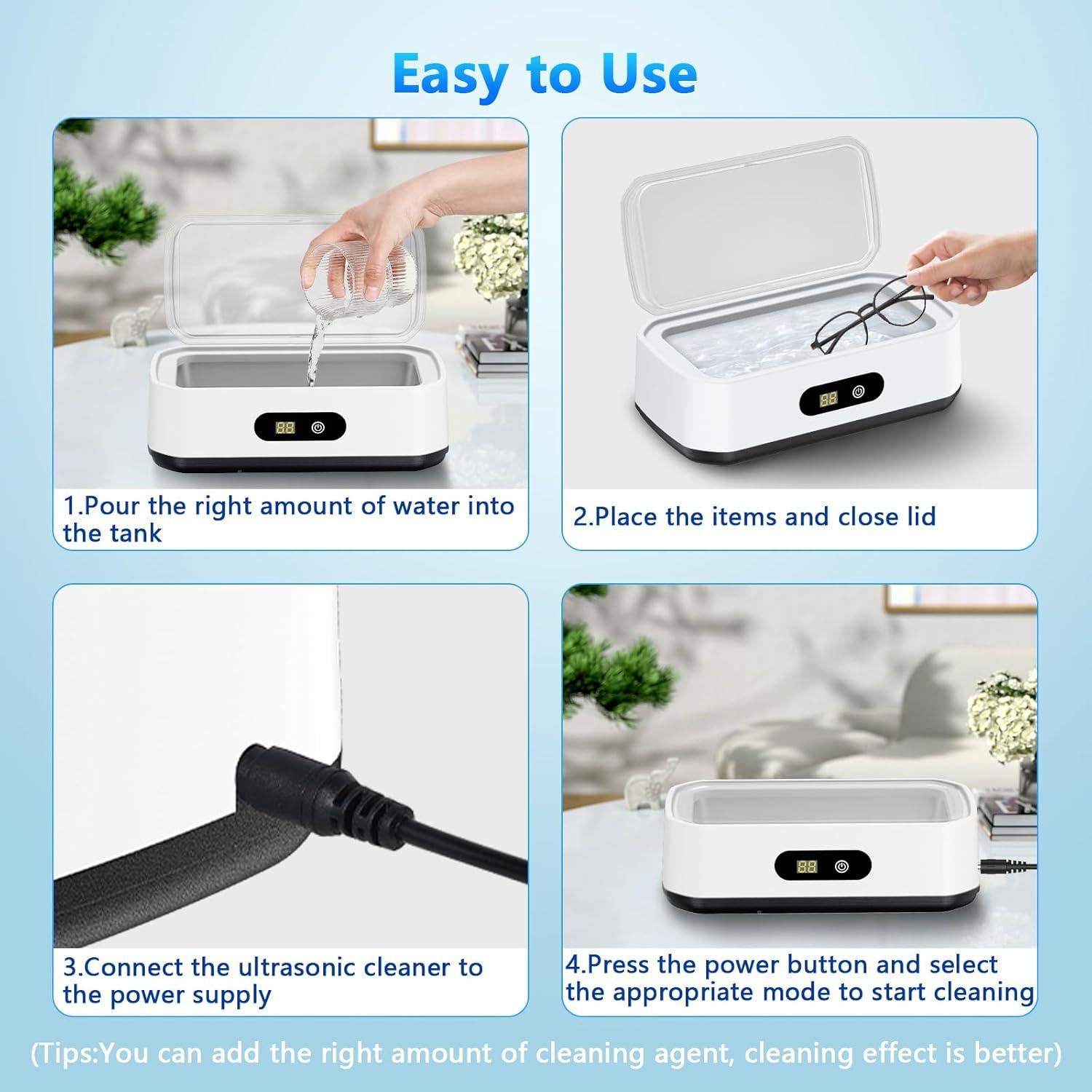 Limpiador Ultrasónico Shantou 650ml 50kHz 5 Modos Blanco y Negro