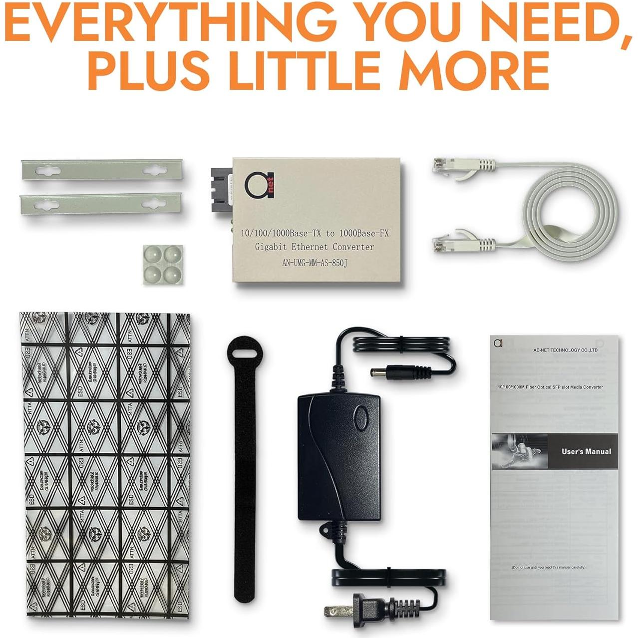 Convertidor de Medios de Fibra Multimodo SC 850nm AD-net