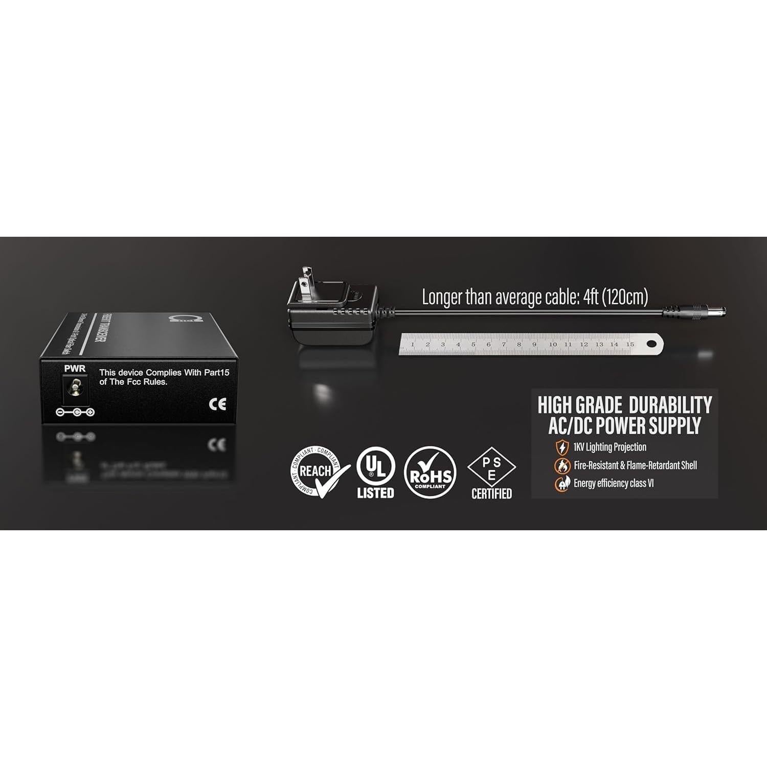 Convertidor de Medios Fibra a Ethernet Gigabit AD-net 20km