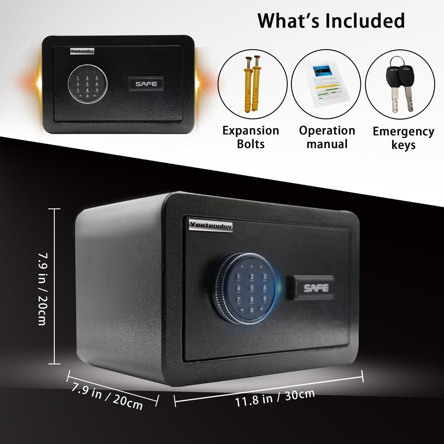 Caja Fuerte Electrónica Compacta YEETENOLOV 0.5 Pies Cúbicos