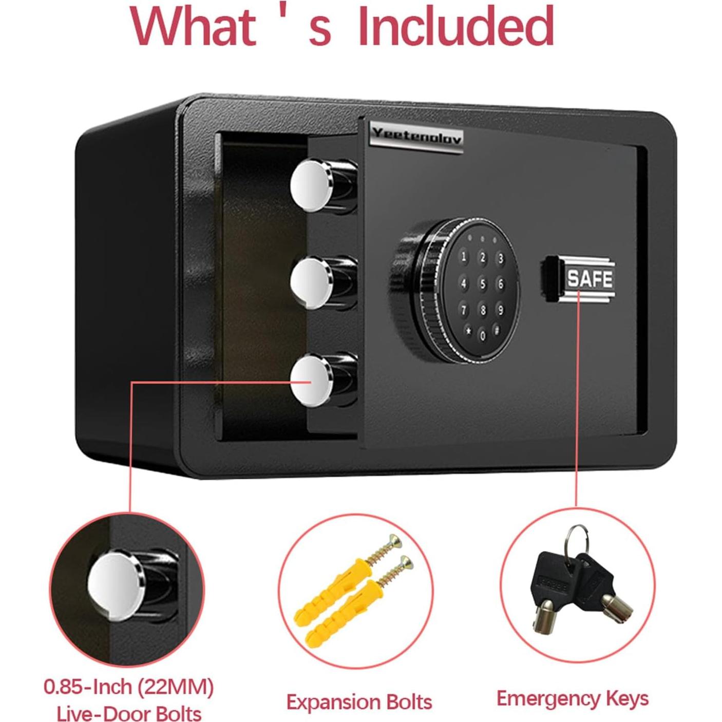 Caja Fuerte Electrónica Compacta YEETENOLOV 0.5 Pies Cúbicos