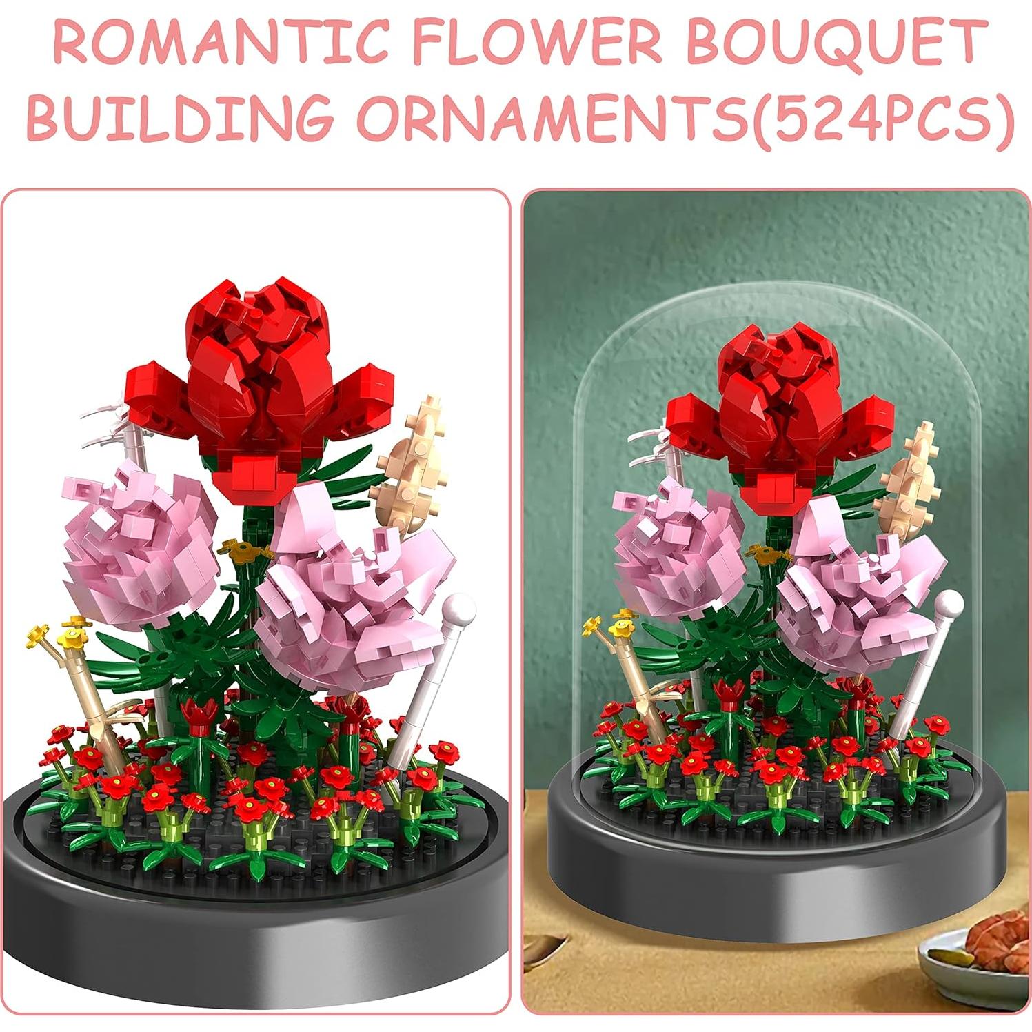 Kit de Construcción Ramo de Flores QIFUN 524 Piezas Rosa