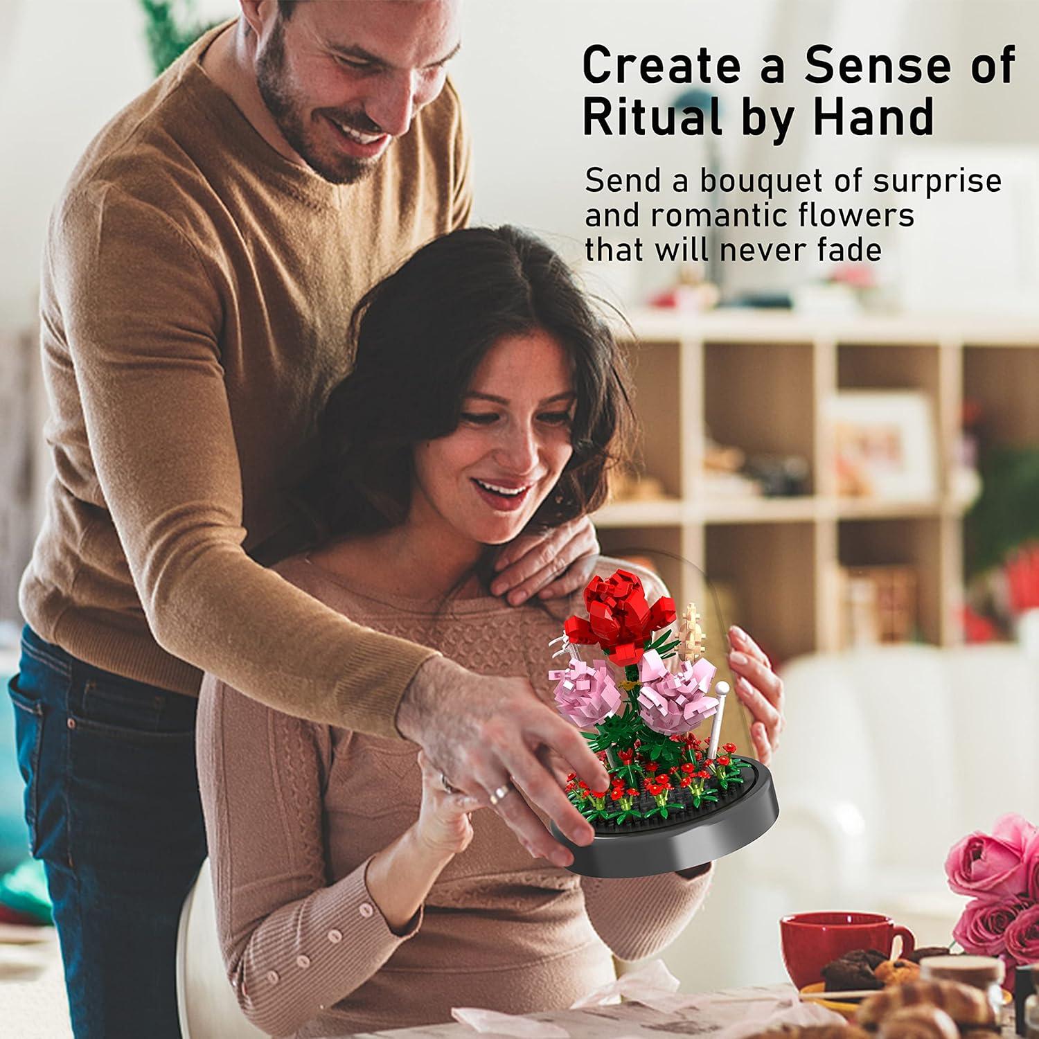 Kit de Construcción Ramo de Flores QIFUN 524 Piezas Rosa