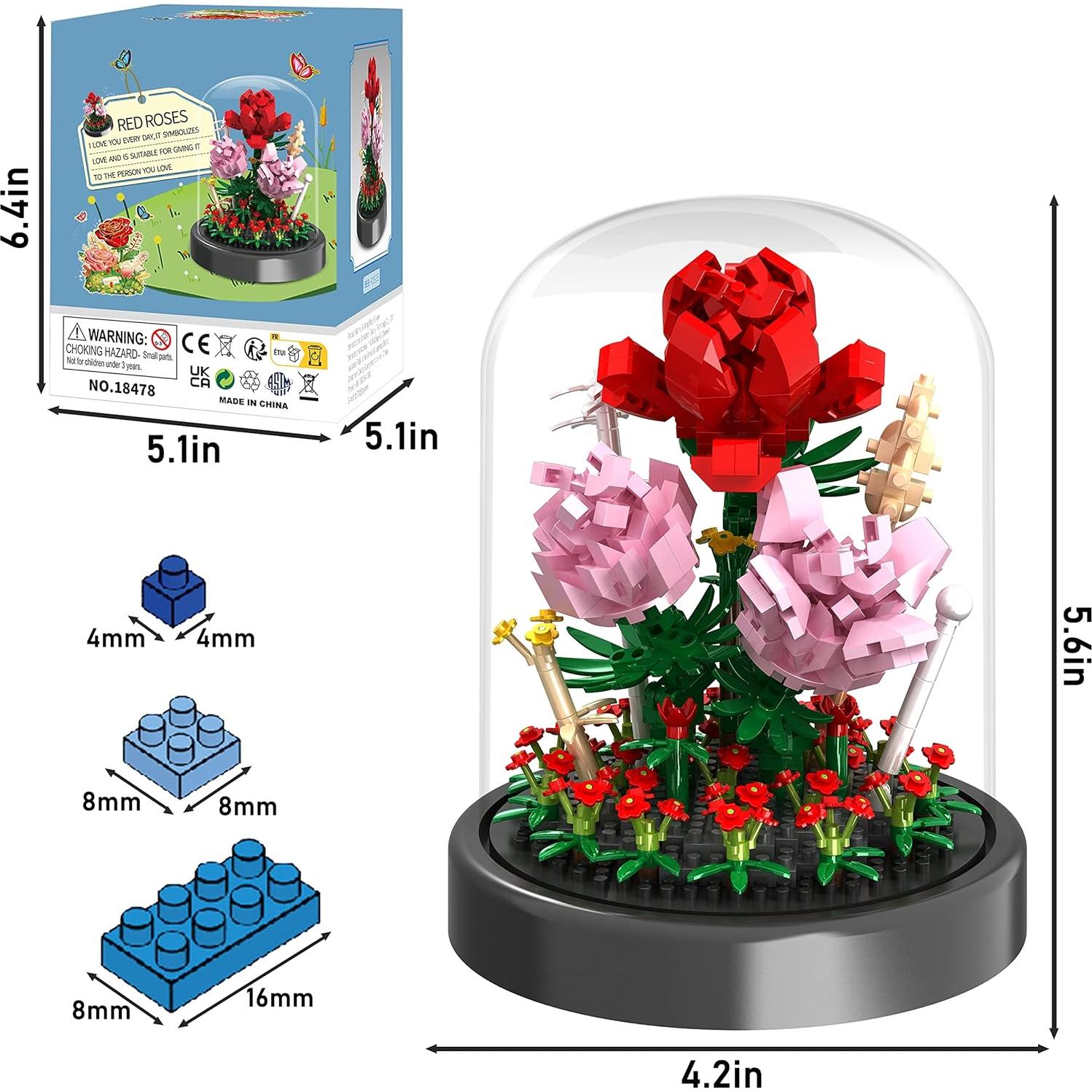 Kit de Construcción Ramo de Flores QIFUN 524 Piezas Rosa
