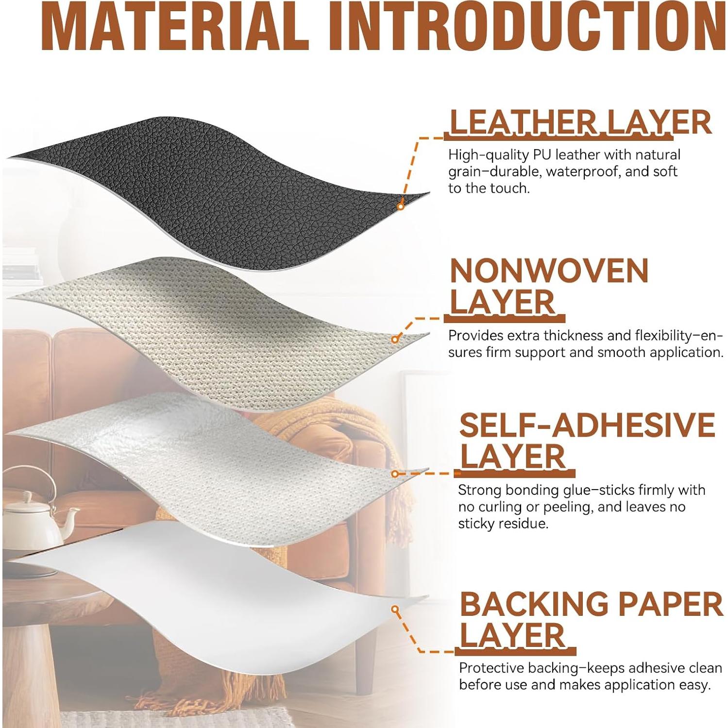 Cinta de Reparación de Cuero Vigorder 7.62x154.94cm Negro