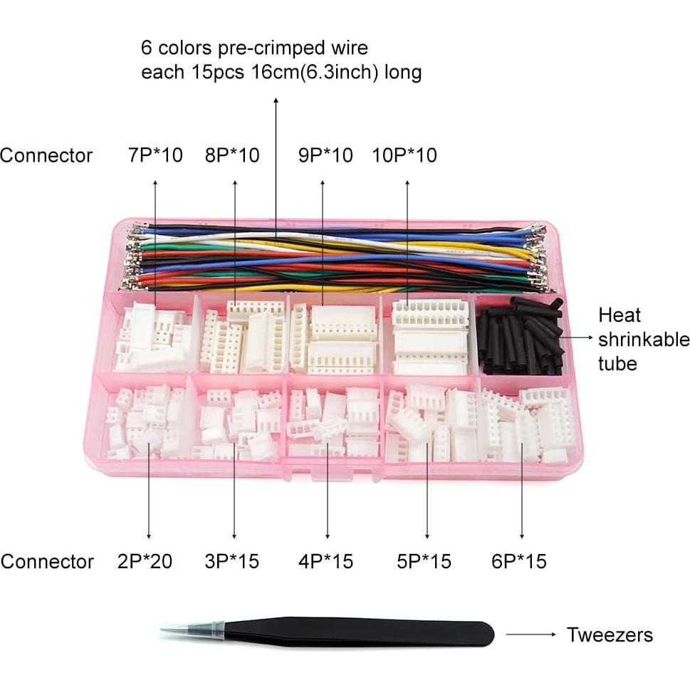 Kit de Conectores XH 2.54mm Elechawk 90pcs con Cable 22AWG