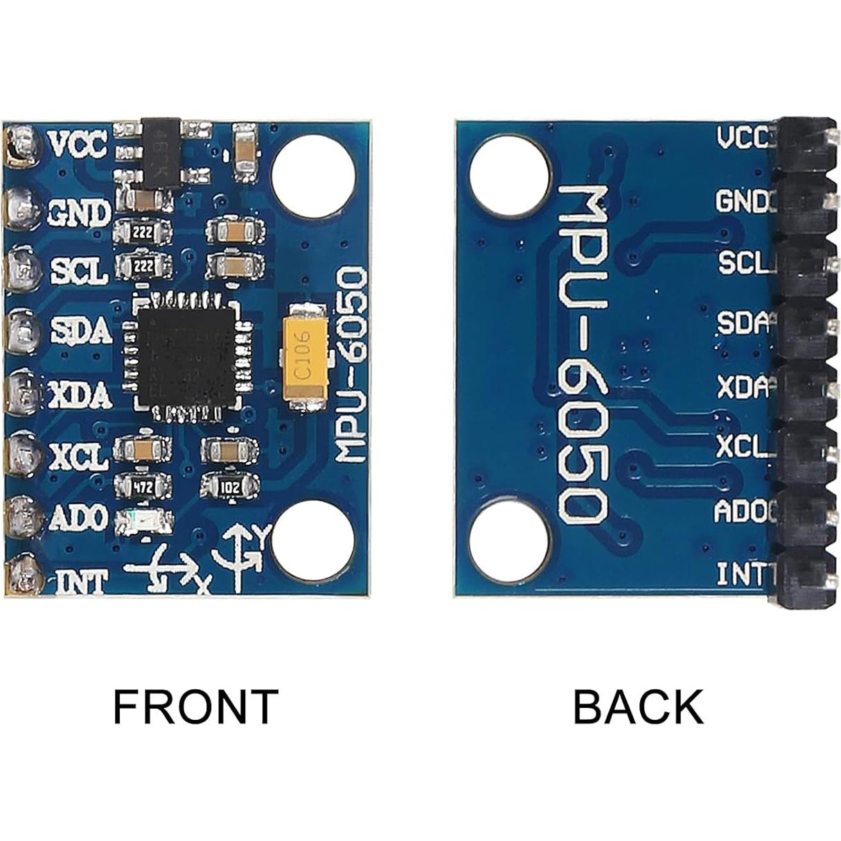 6 Módulos GY-521 MPU-6050 Acelerómetro Giroscopio 3 Ejes IIC