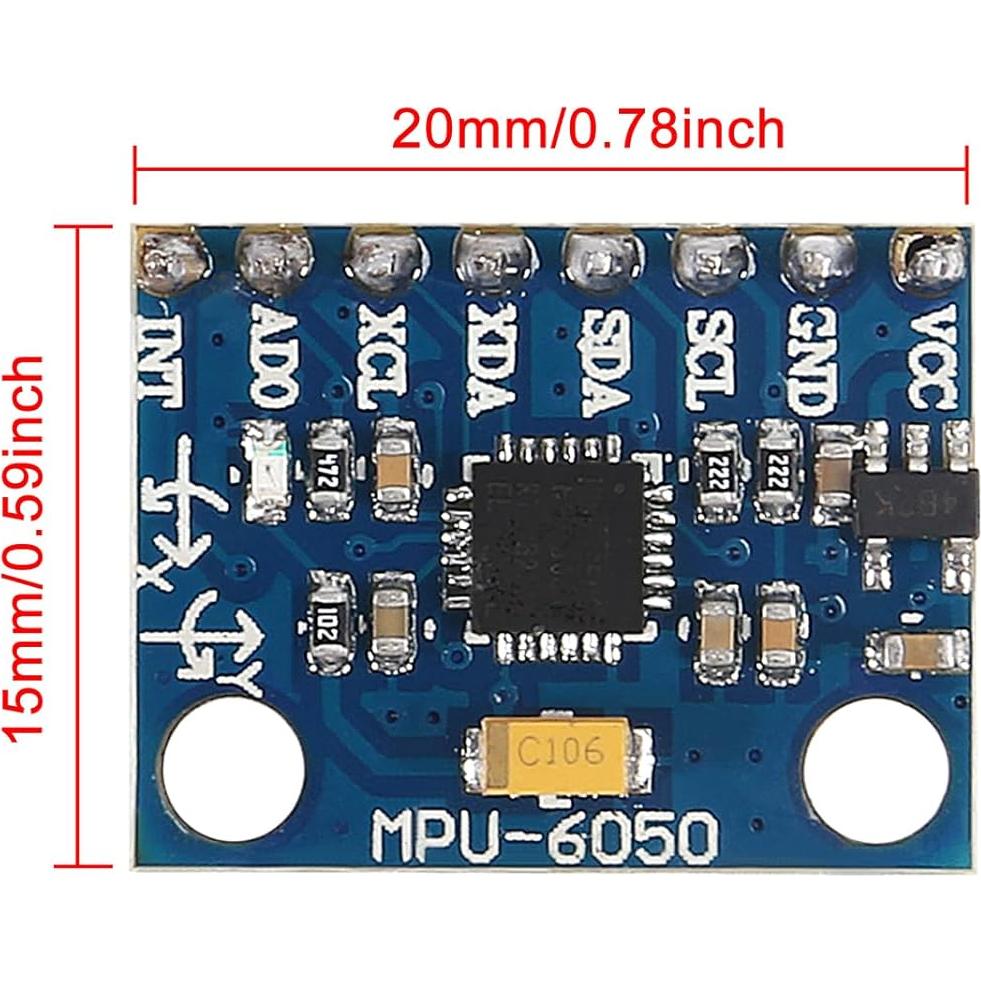 6 Módulos GY-521 MPU-6050 Acelerómetro Giroscopio 3 Ejes IIC