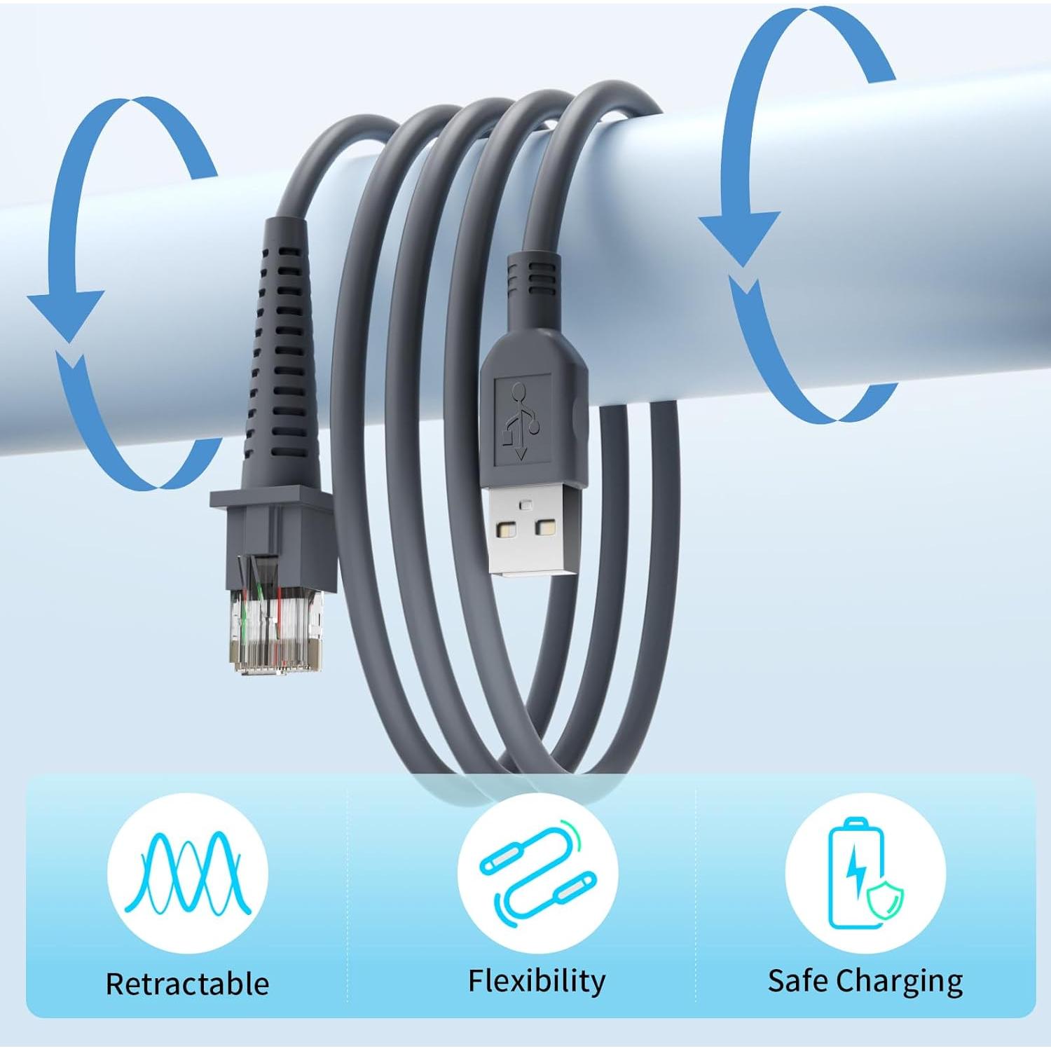 Cable USB para escáner de código de barras Lieniao 2m 2pcs