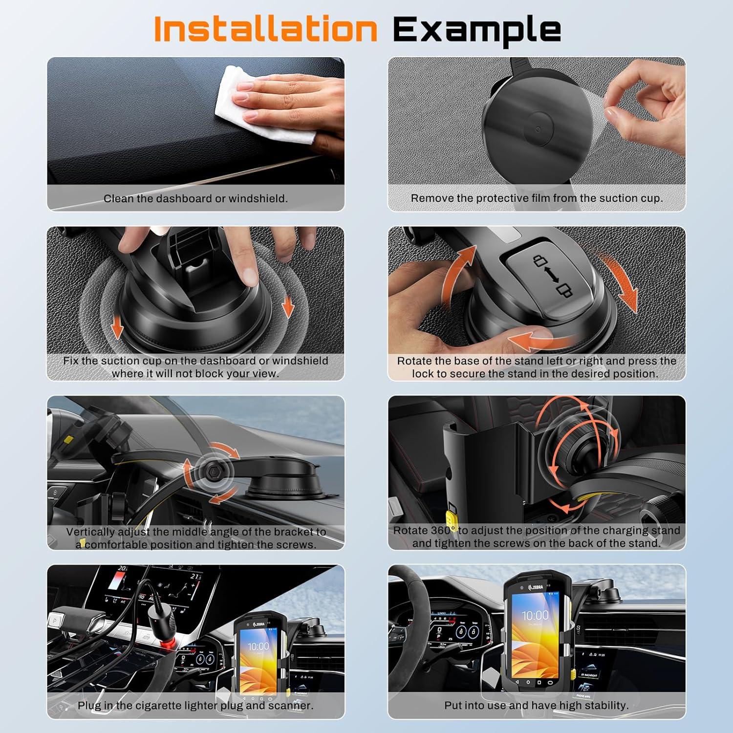 Soporte de Coche para Escáner Zebra Symbol TC7X con Cargador