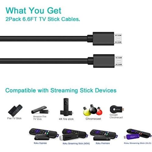 Cable de Alimentación USB 2PCS SCOVEE 182cm para Fire TV y Roku