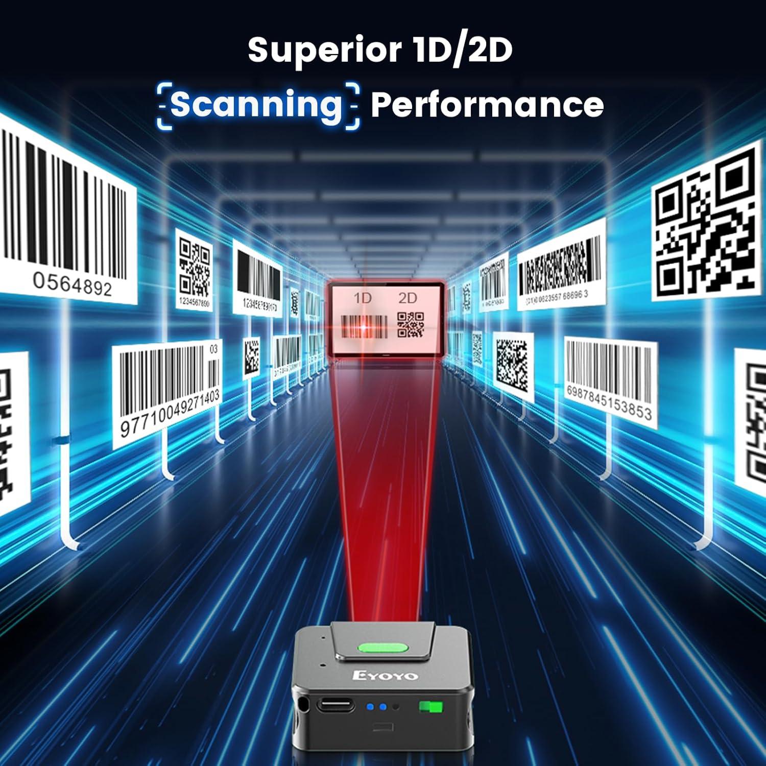 Escáner de Códigos de Barras 2D Eyoyo EY-027PRO Bluetooth