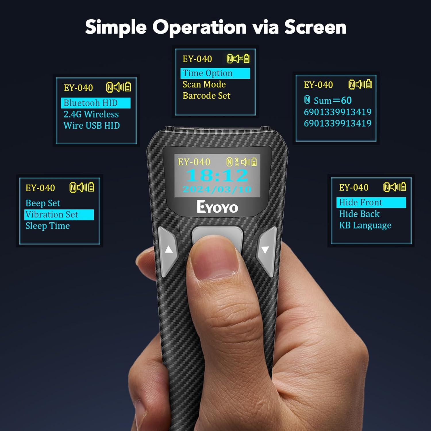 Escáner de Código de Barras 2D USB Eyoyo EY-H2, Lector QR Automático