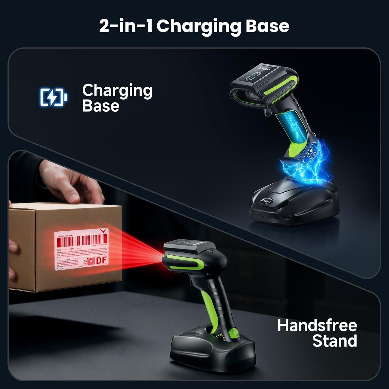 Escáner de Código de Barras 2D Eyoyo EYH2 Inalámbrico y USB