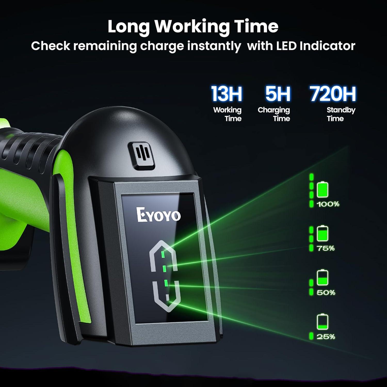 Escáner de Código de Barras 2D Eyoyo EYH2 Inalámbrico y USB