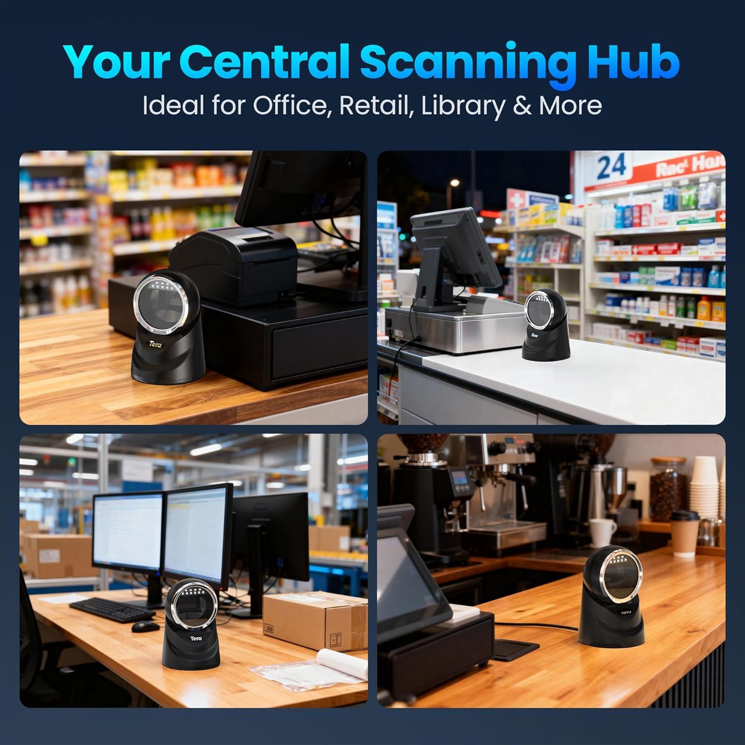 Escáner de Código de Barras Tera 9100 2D USB Negro