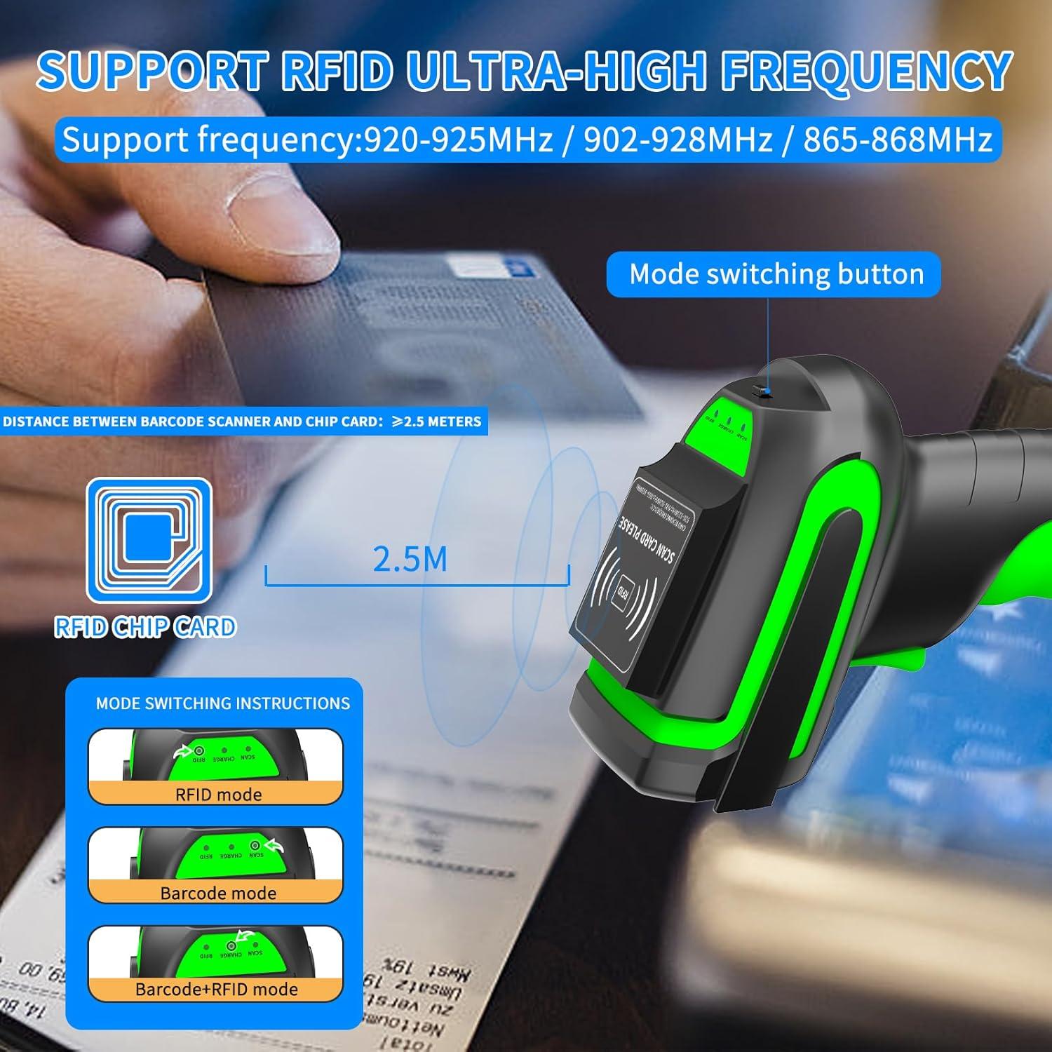 Escáner de Código de Barras Inalámbrico UHF 2D Great - 300g