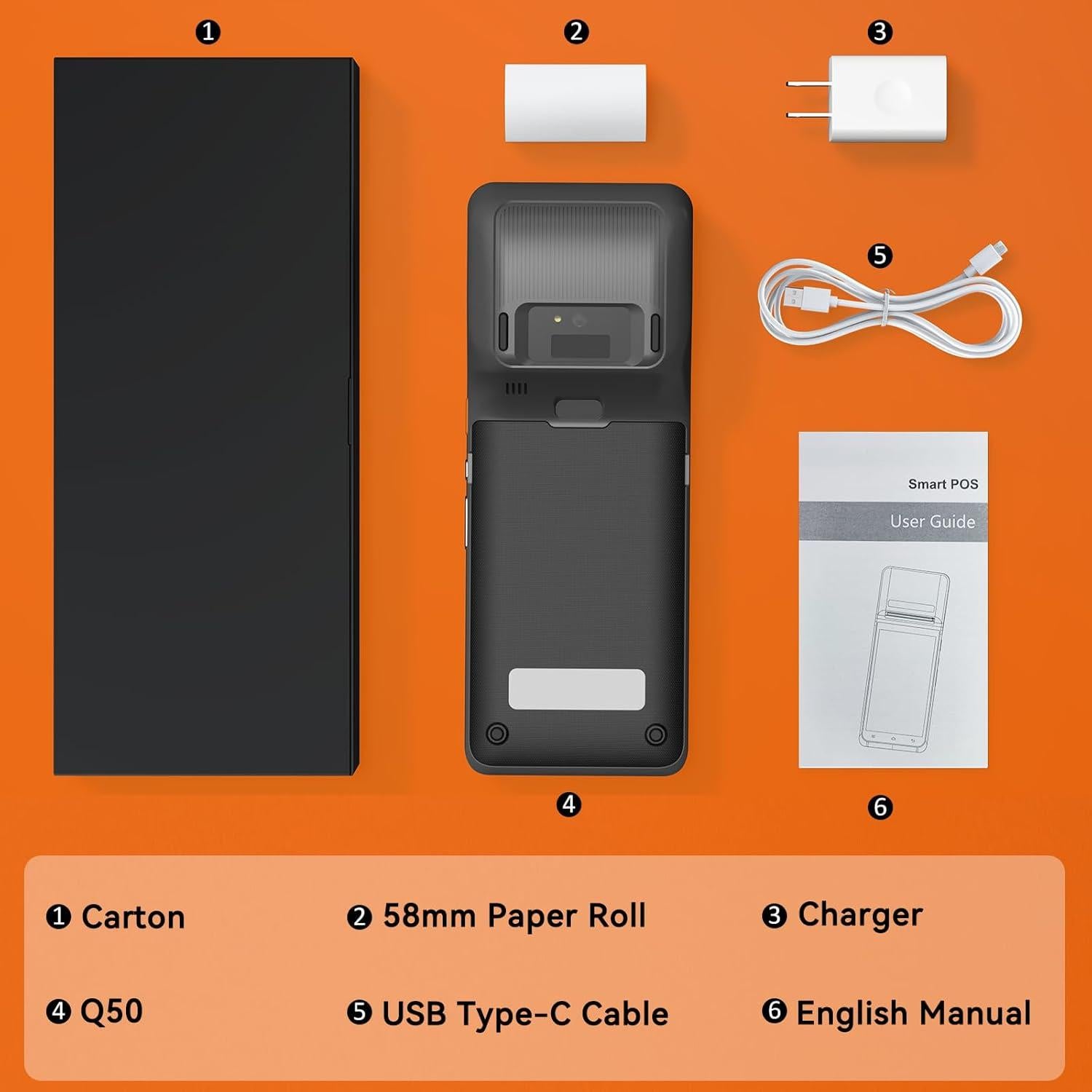 Terminal PDA POS Móvil Alacrity Q50, Android 13, Escaneo 1D/2D, Impresora Térmica 58mm