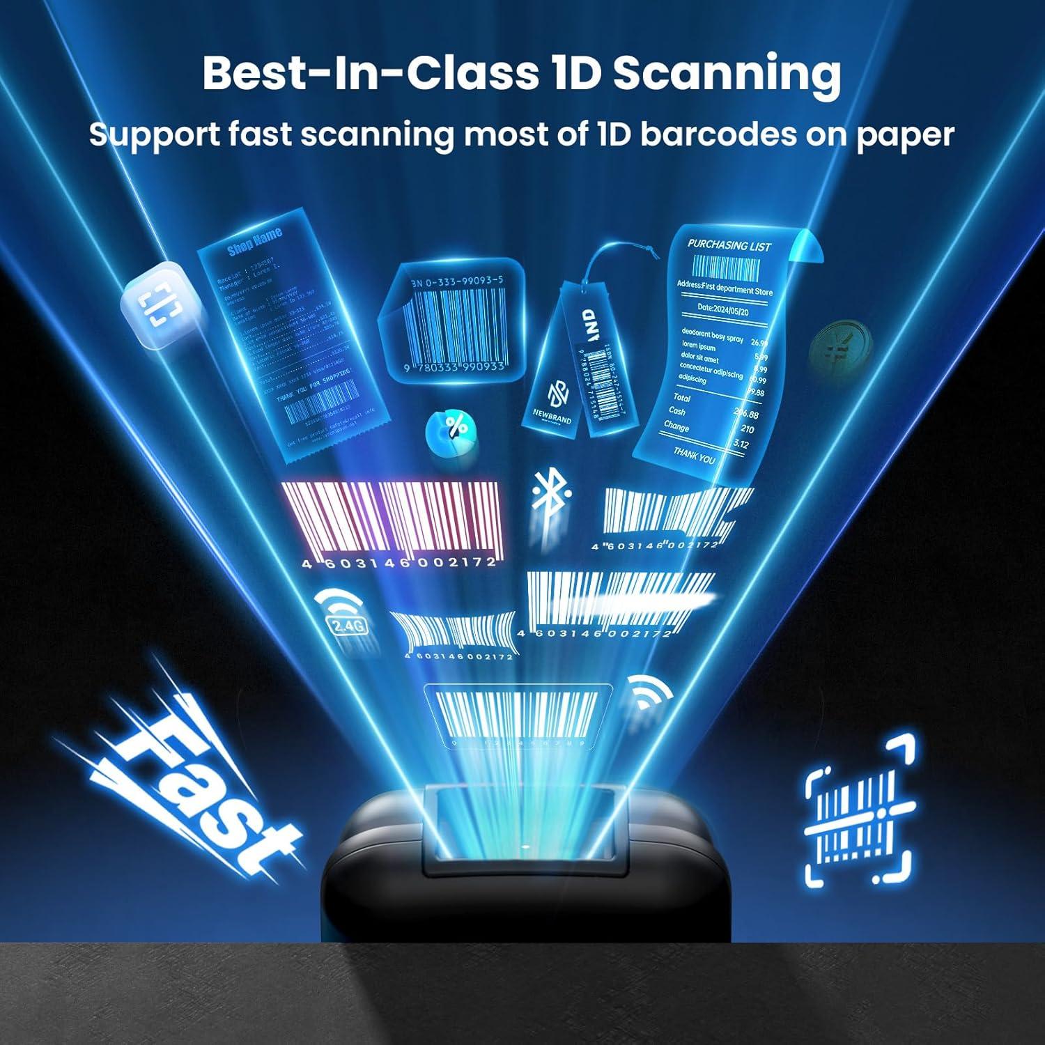 Escáner de Código de Barras Bluetooth Eyoyo EY-023L 1D Portátil