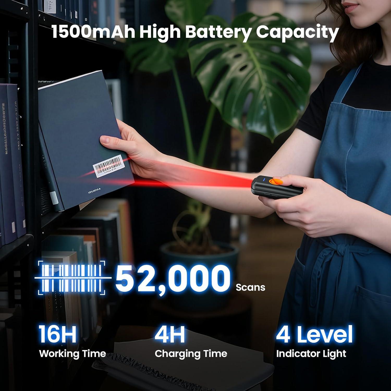 Escáner de Código de Barras Bluetooth Eyoyo EY-023L 1D Portátil