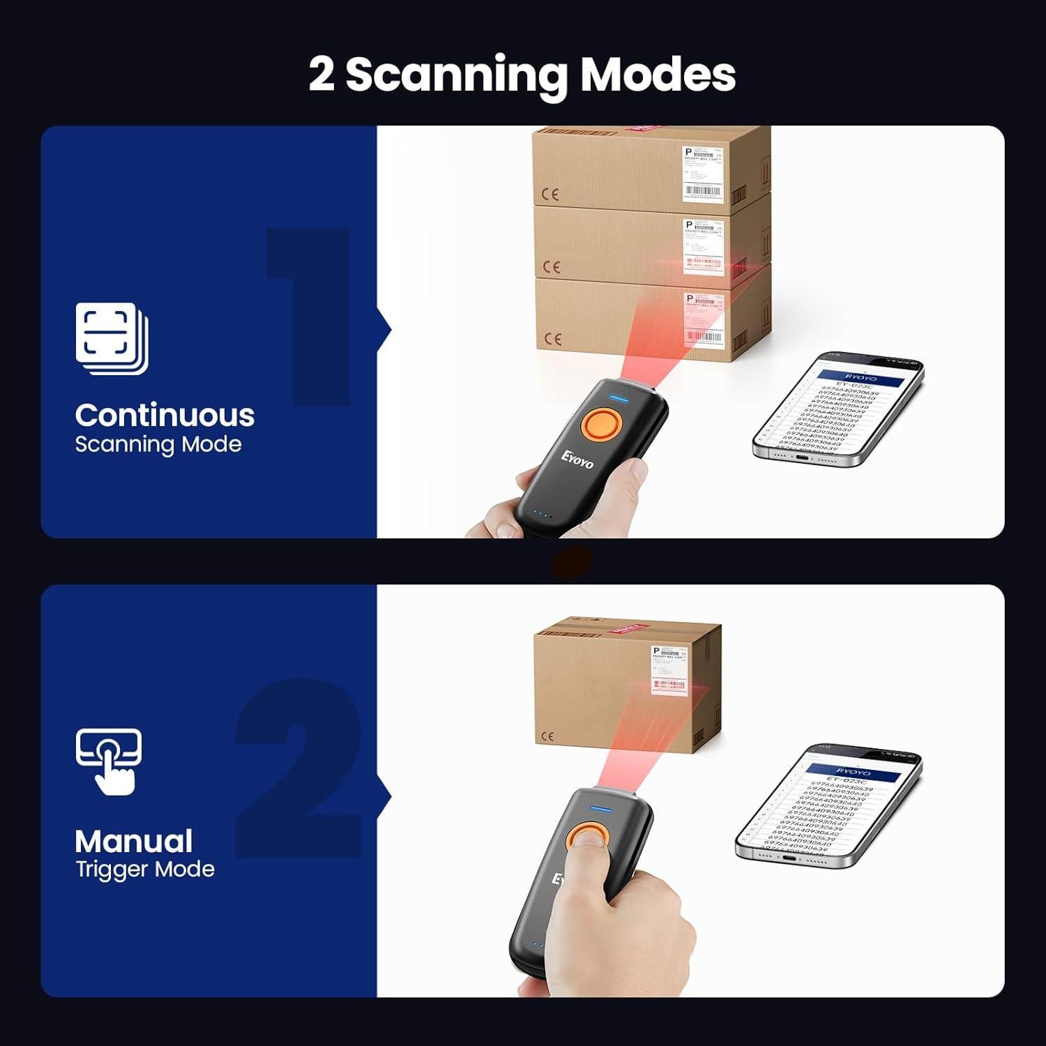 Escáner de Código de Barras Bluetooth Eyoyo EY-023L 1D Portátil