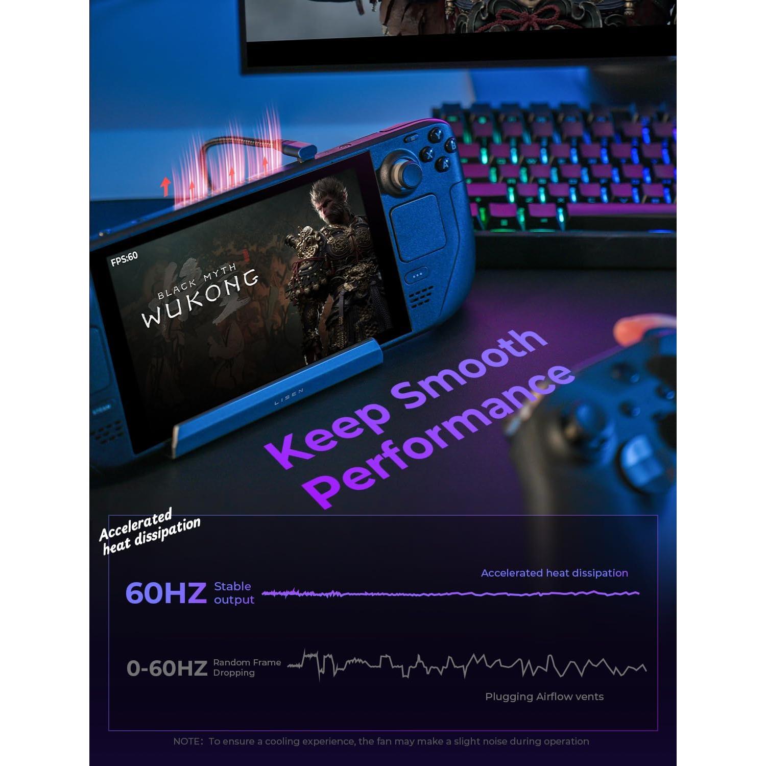 Estación de Acoplamiento LISEN para ASUS ROG ALLY X y Steam Deck 4K