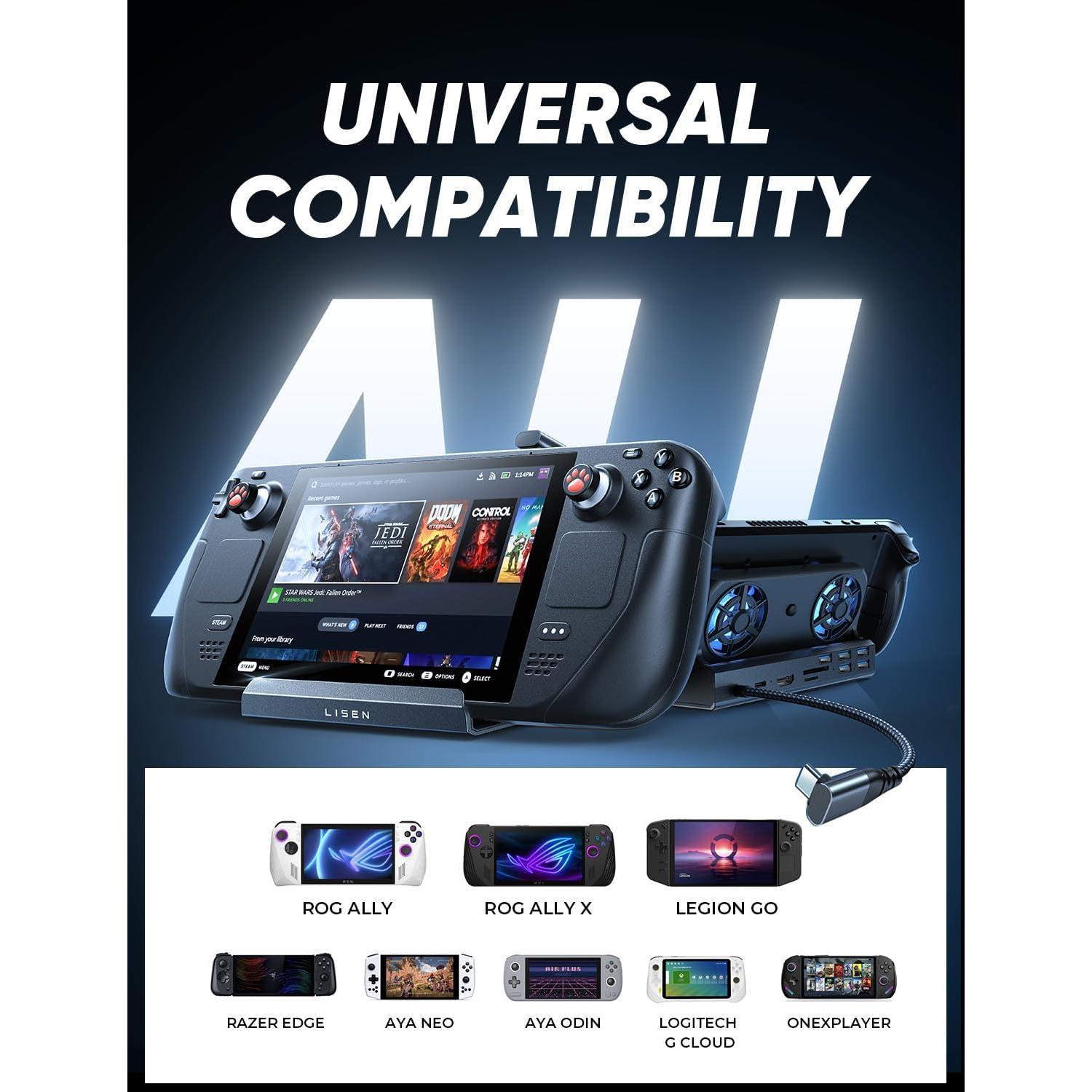 Estación de Acoplamiento LISEN para ASUS ROG ALLY X y Steam Deck 4K