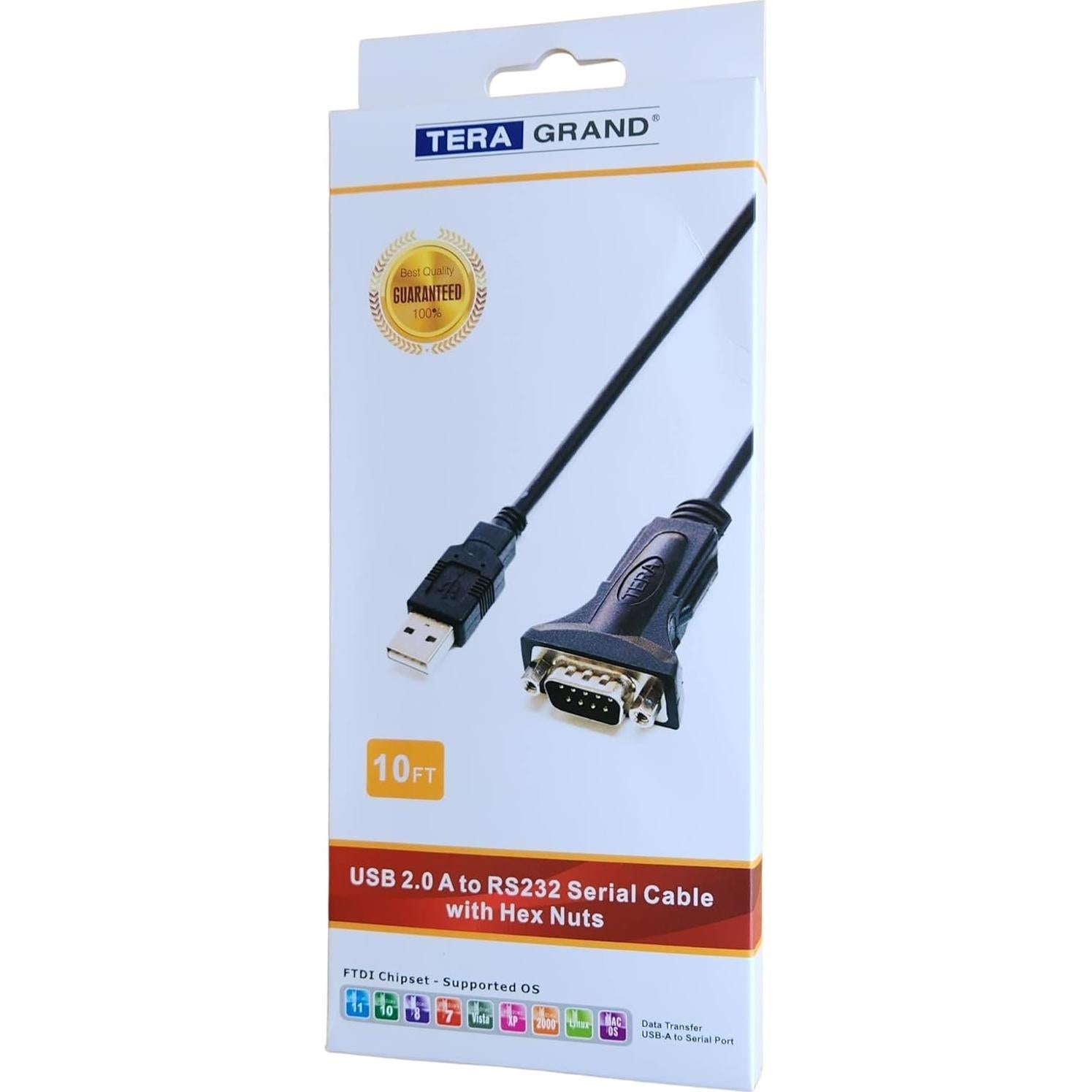 Cable adaptador USB 2.0 a RS232 DB9 3m Tera Grand FTDI