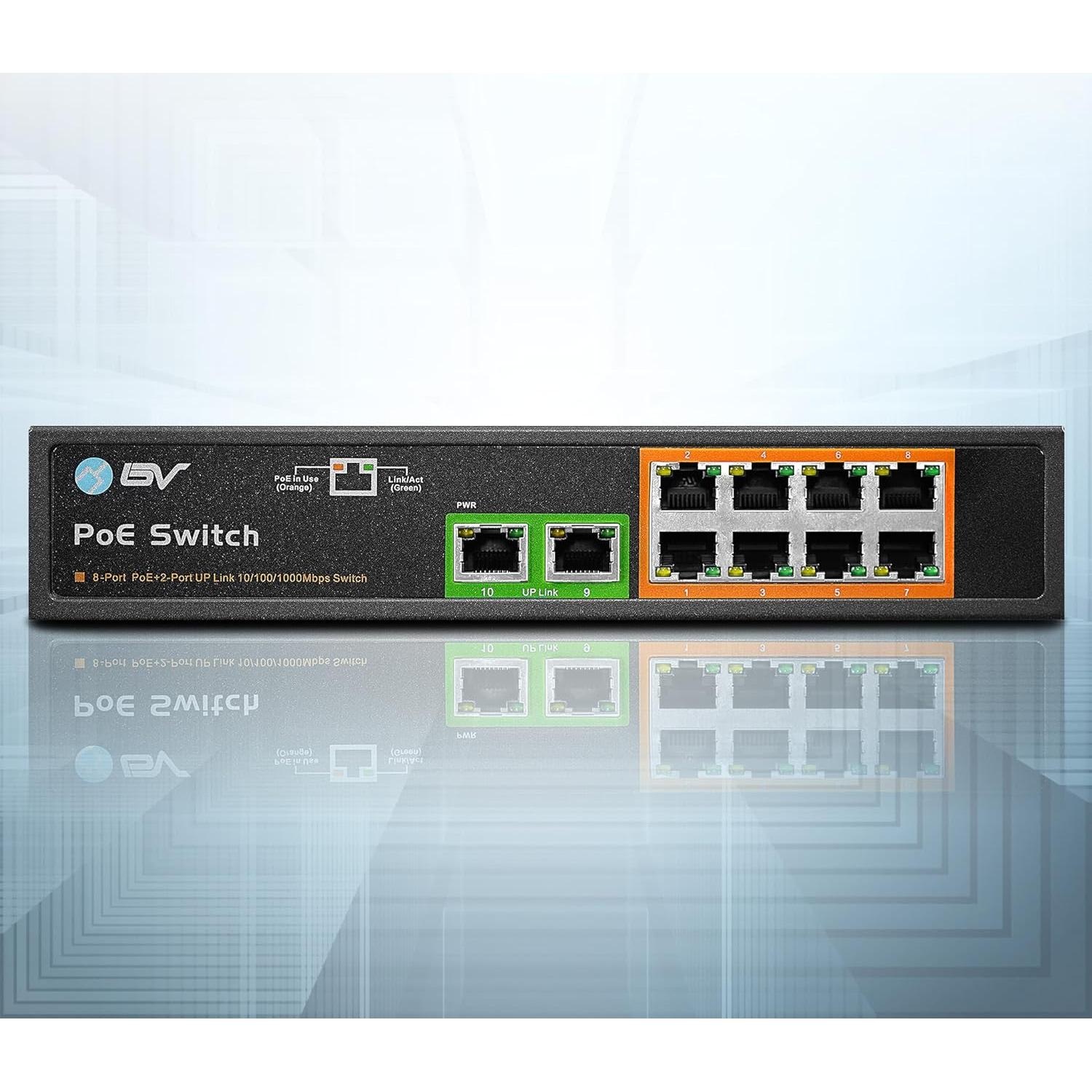 Switch PoE+ BV-Tech 8 Puertos Gigabit 130W 802.3af/at