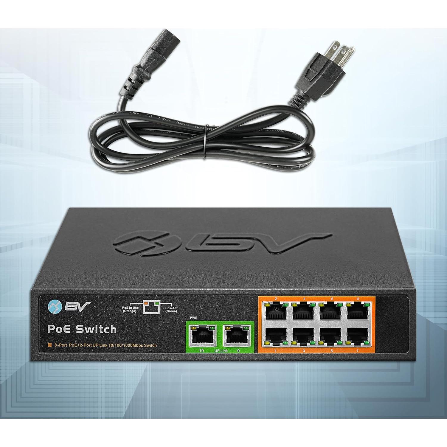 Switch PoE+ BV-Tech 8 Puertos Gigabit 130W 802.3af/at