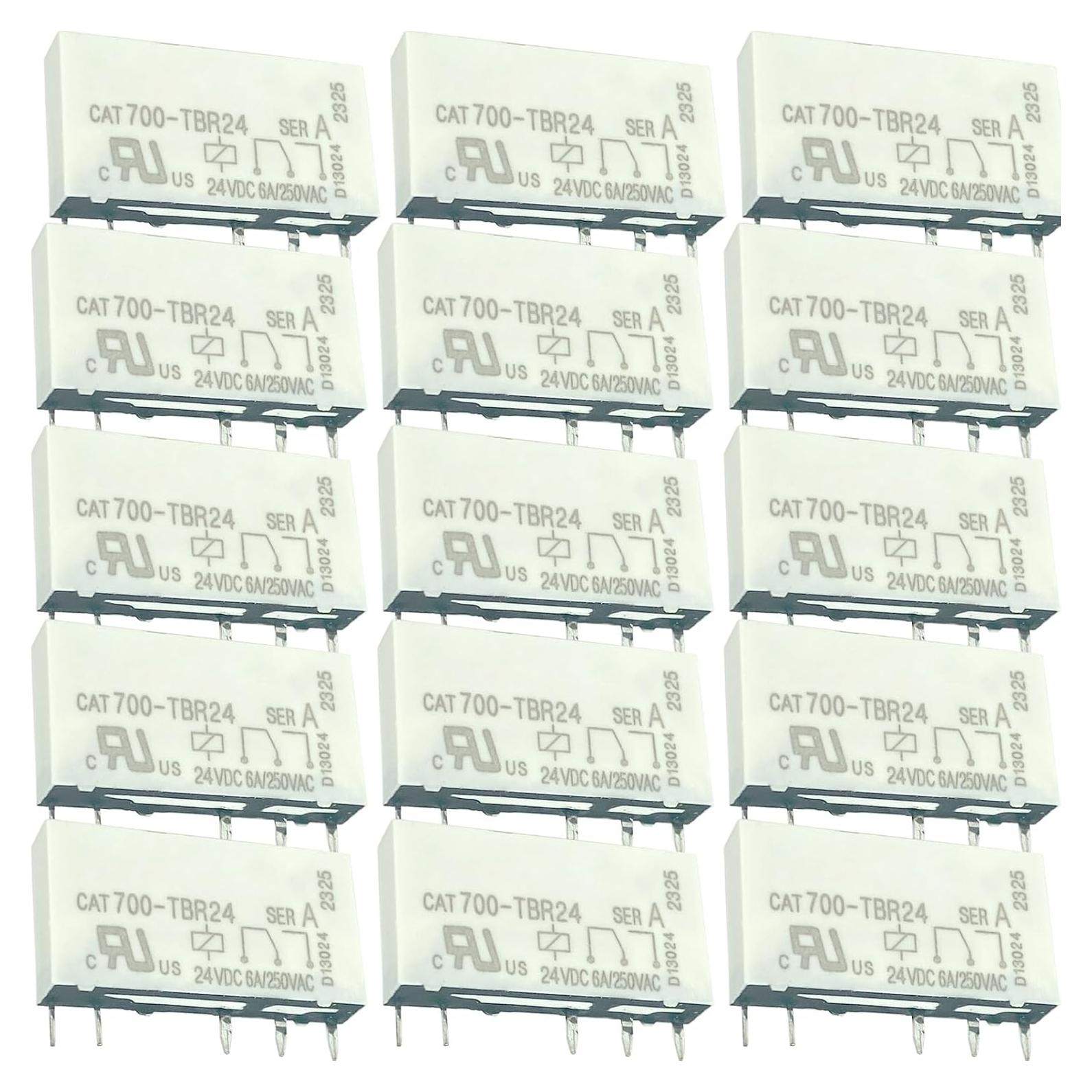 Paquete de 15 Relés Sonzrod CAT700-TBR24 24VDC 6A 5-Pin