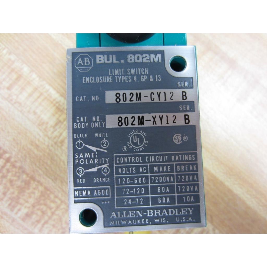 Interruptor de Límite Allen Bradley 802M-CY12 3.66m