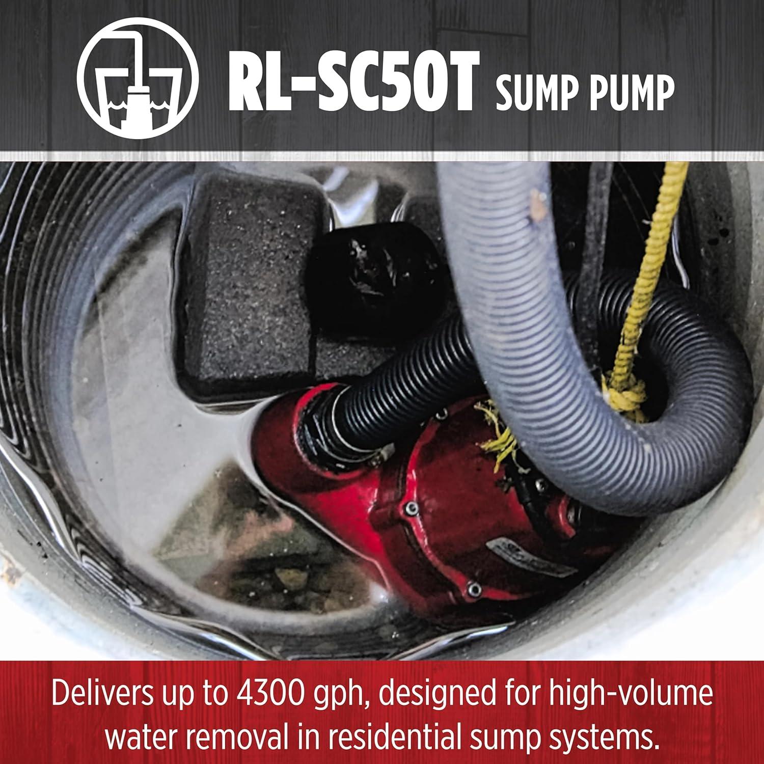 Bomba de Sump Red Lion RL-SC50T 1/2 HP 4300 GPH Hierro Fundido