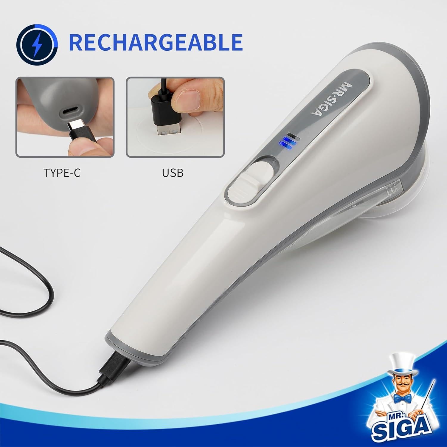 Quitapelusas Eléctrico MR.SIGA Recargable 2 Velocidades LED