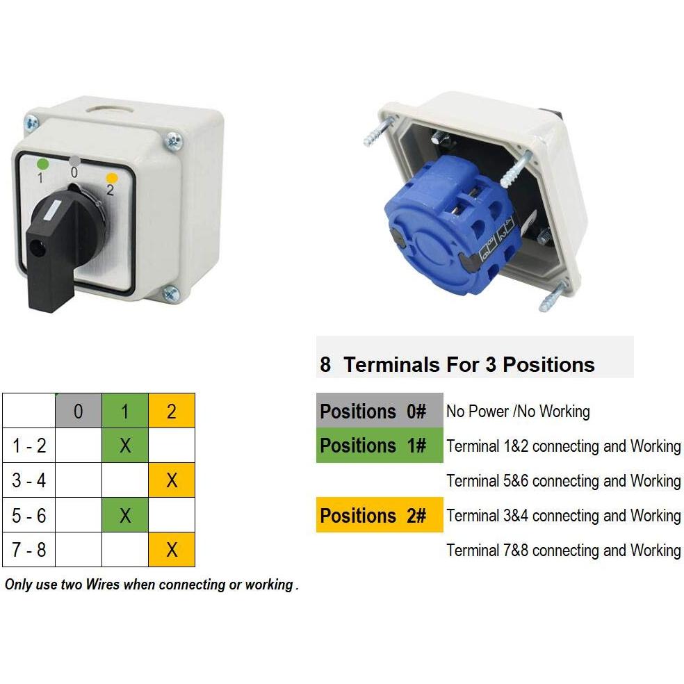 Interruptor de Cambio Rotativo Baomain SZW26-20 660V 20A 3 Posiciones