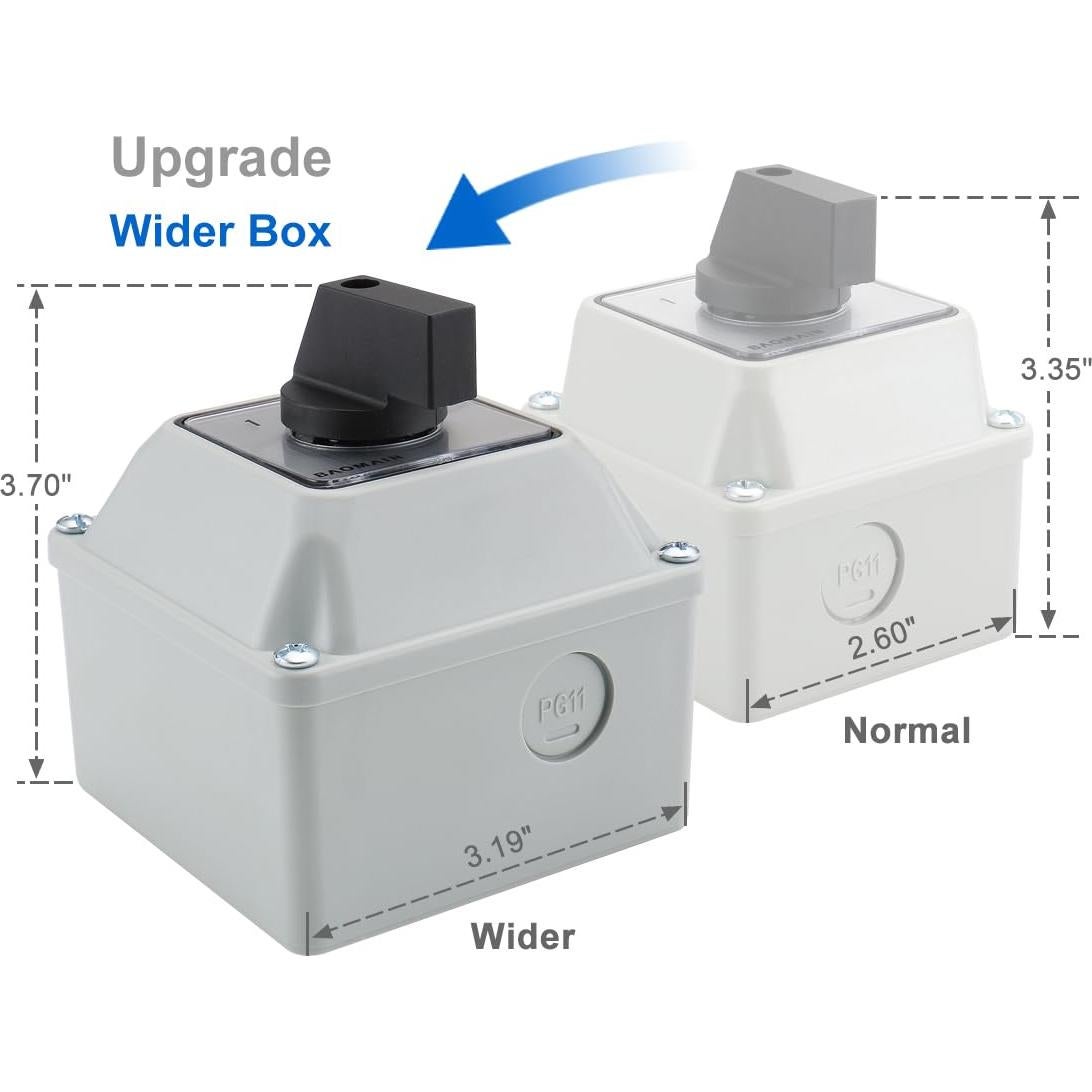 Interruptor de Cambio Rotativo Baomain SZW26-20 660V 20A 3 Posiciones