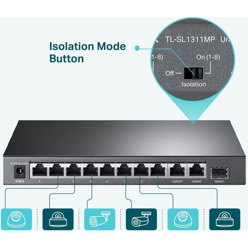 Interruptor PoE+ TP-Link TL-SL1311MP 8 Puertos 10/100Mbps