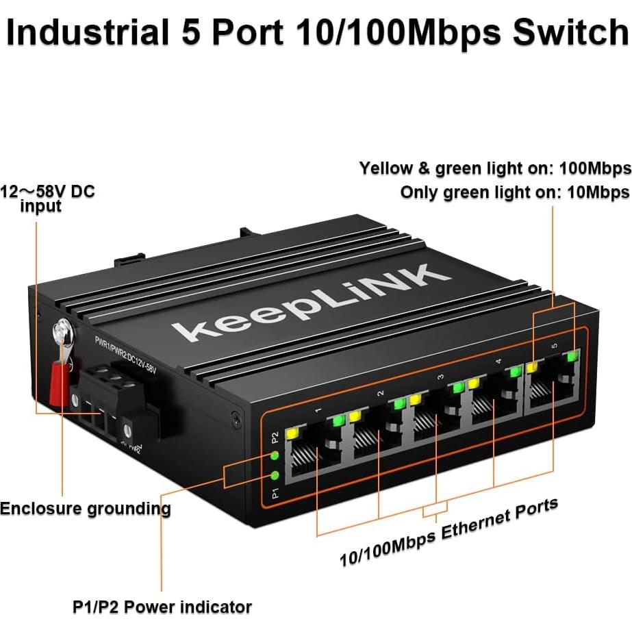 Conmutador Ethernet Industrial 5 Puertos keepLiNK IP40