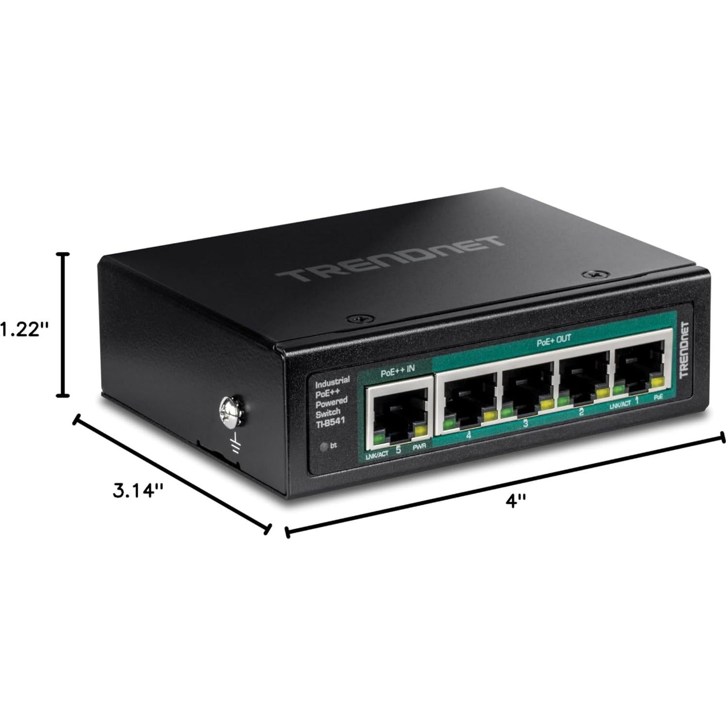 Interruptor DIN-Rail Industrial Gigabit PoE++ TRENDnet TI-B541 5 Puertos