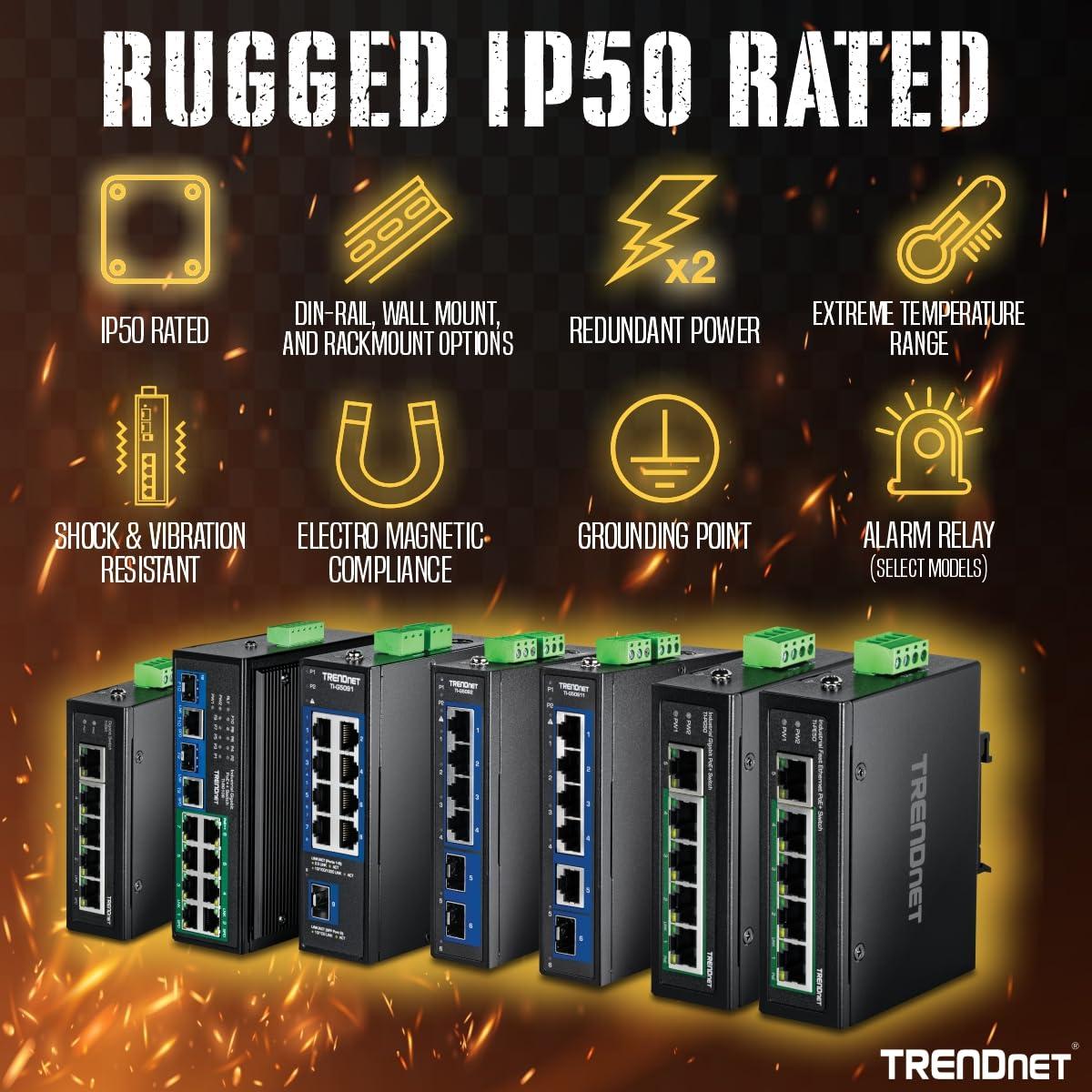 Interruptor Industrial Gigabit Ethernet TRENDnet TI-G80 8 Puertos