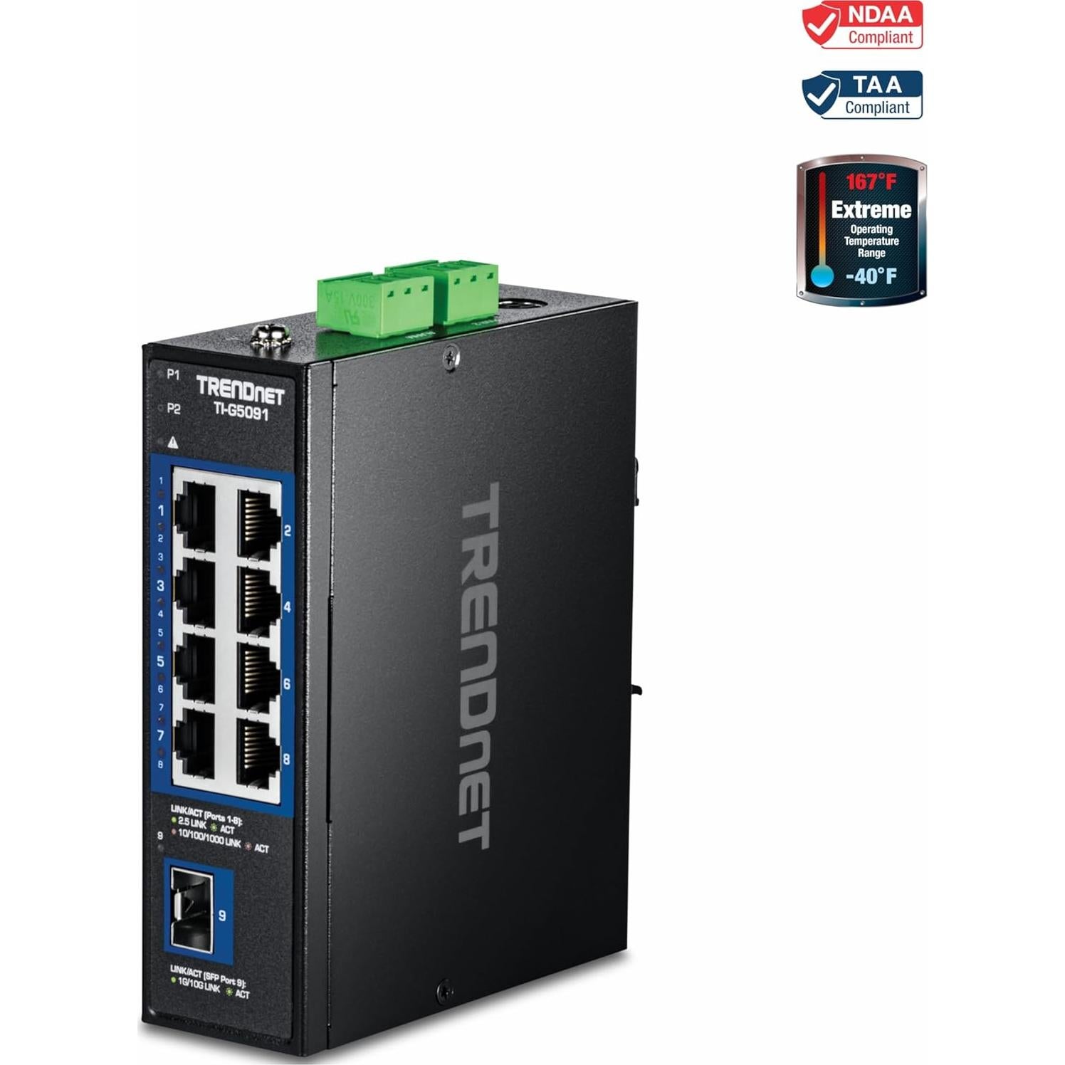 Interruptor Industrial TRENDnet TI-G5091 9 Puertos 2.5G 10G SFP+