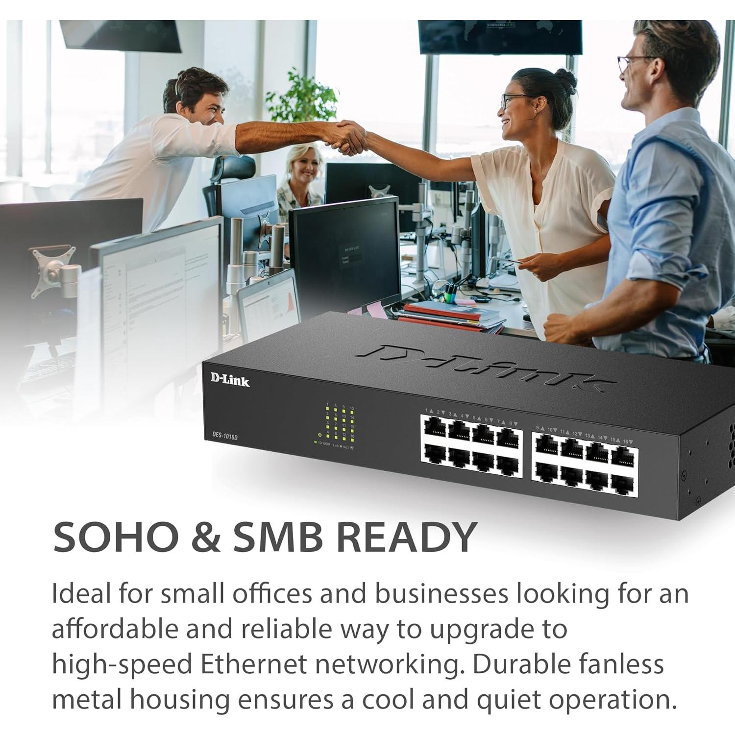 Interruptor Ethernet D-Link DES-1016D 16 Puertos 10/100 Mbps