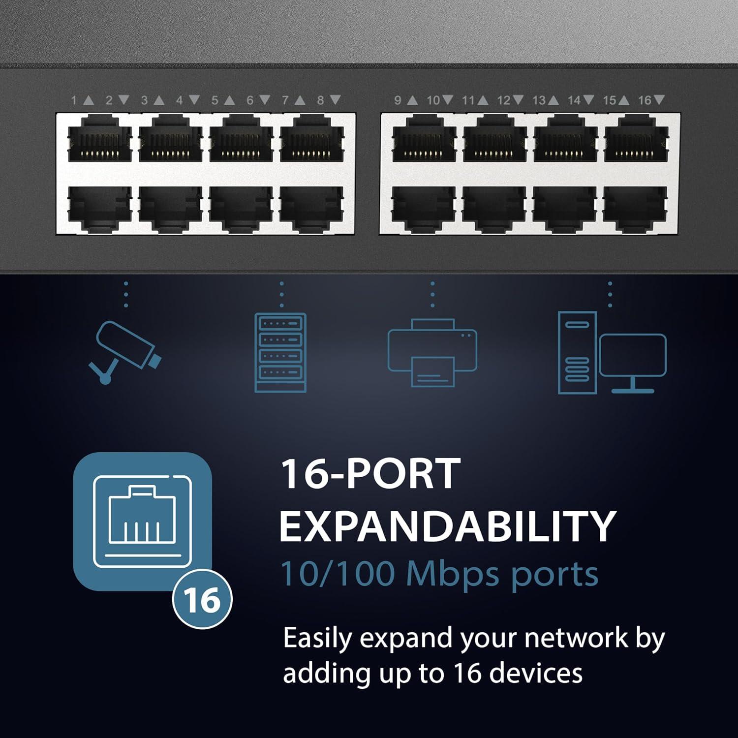 Interruptor Ethernet D-Link DES-1016D 16 Puertos 10/100 Mbps