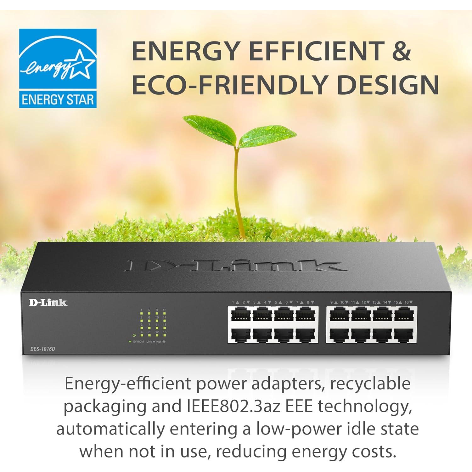 Interruptor Ethernet D-Link DES-1016D 16 Puertos 10/100 Mbps