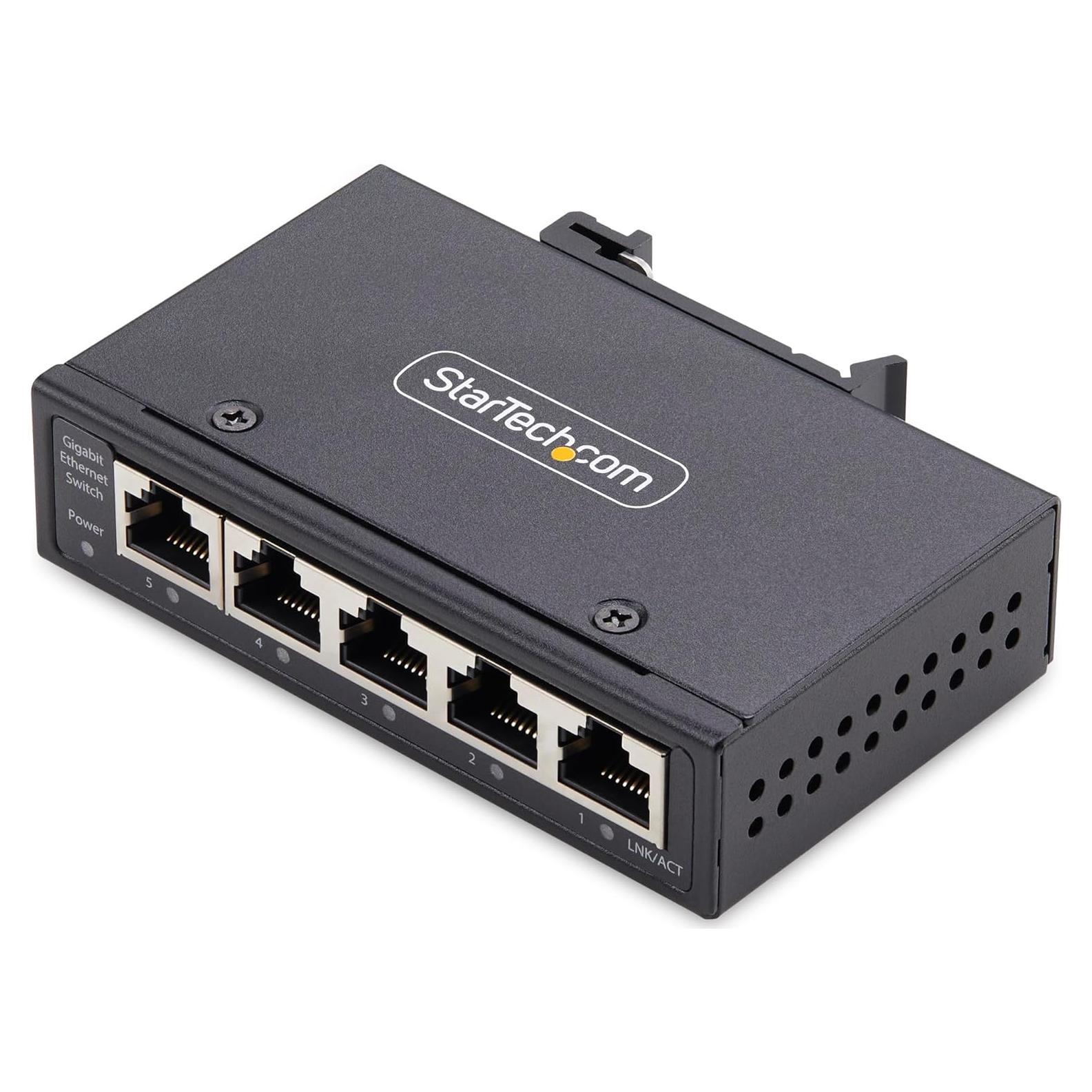 Interruptor de Red Industrial StarTech 5 Puertos Gigabit IP30