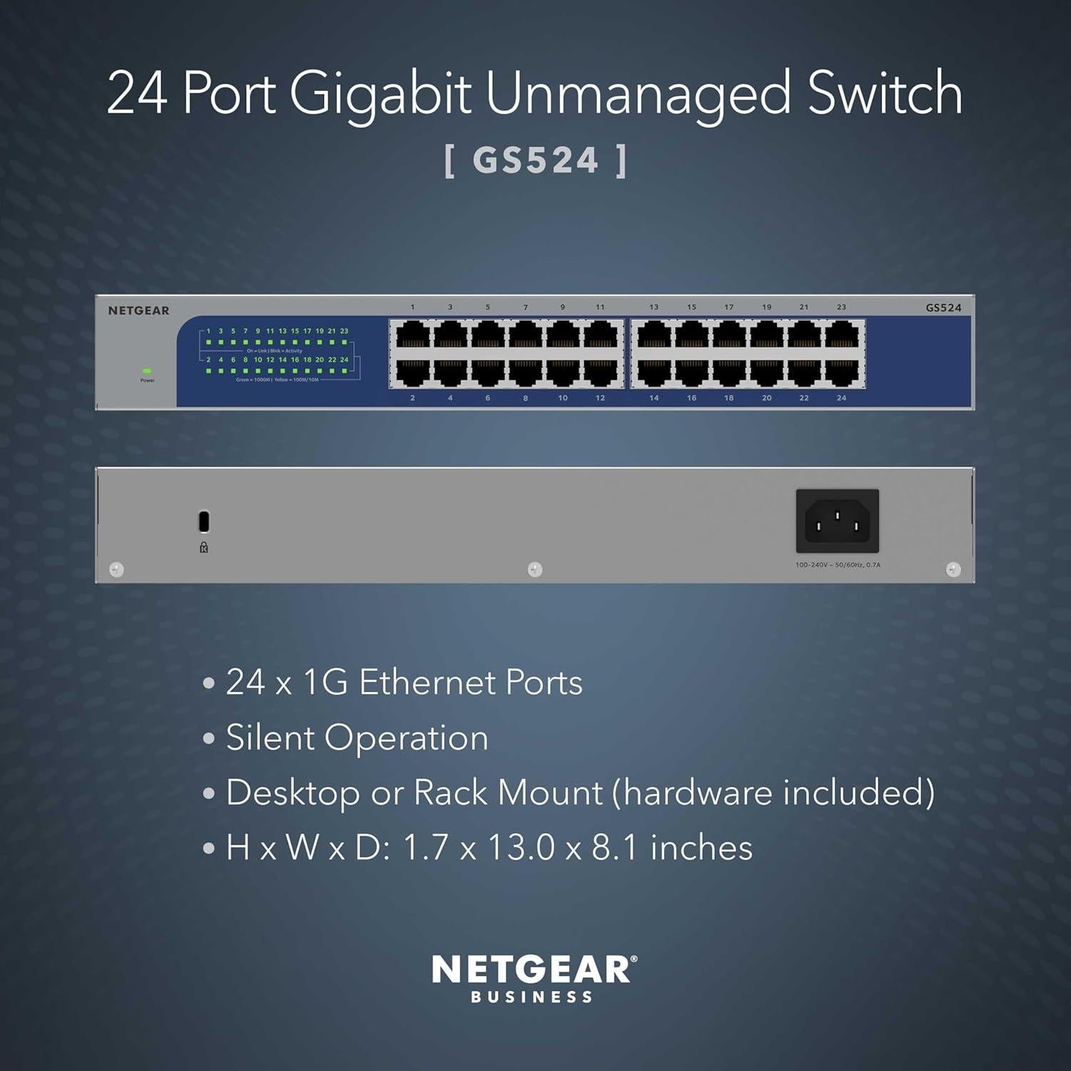 Switch Ethernet No Gestionado NETGEAR GS524 24 Puertos Gigabit