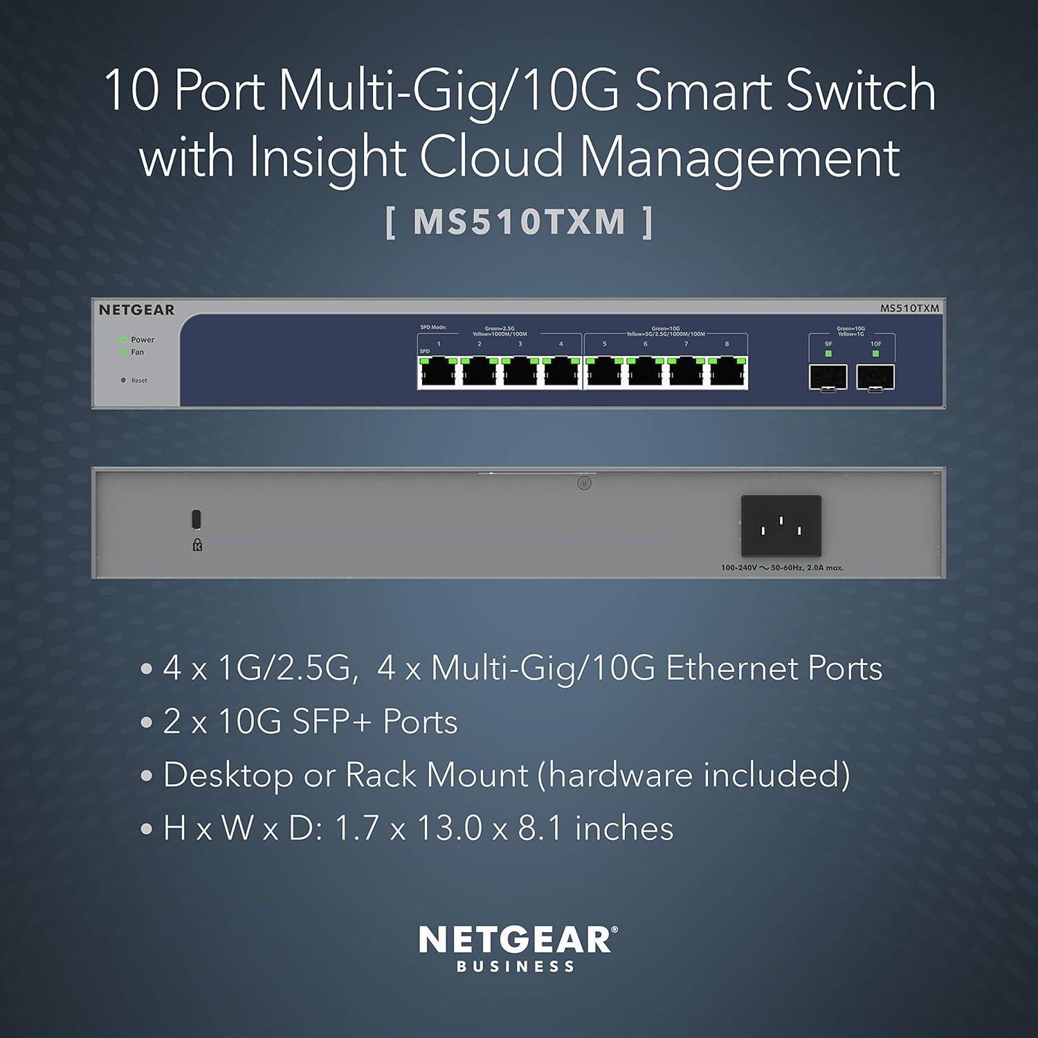 Switch NETGEAR MS510TXM 10 Puertos Multi-Gigabit Gestionado