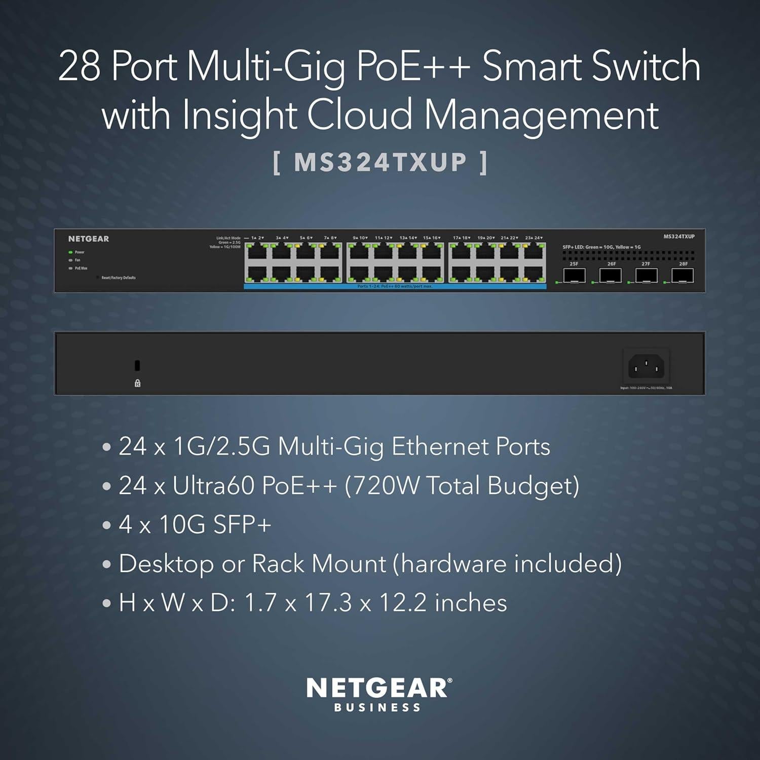 Switch NETGEAR MS324TXUP 28 Puertos Multi-Gig PoE++ 720W